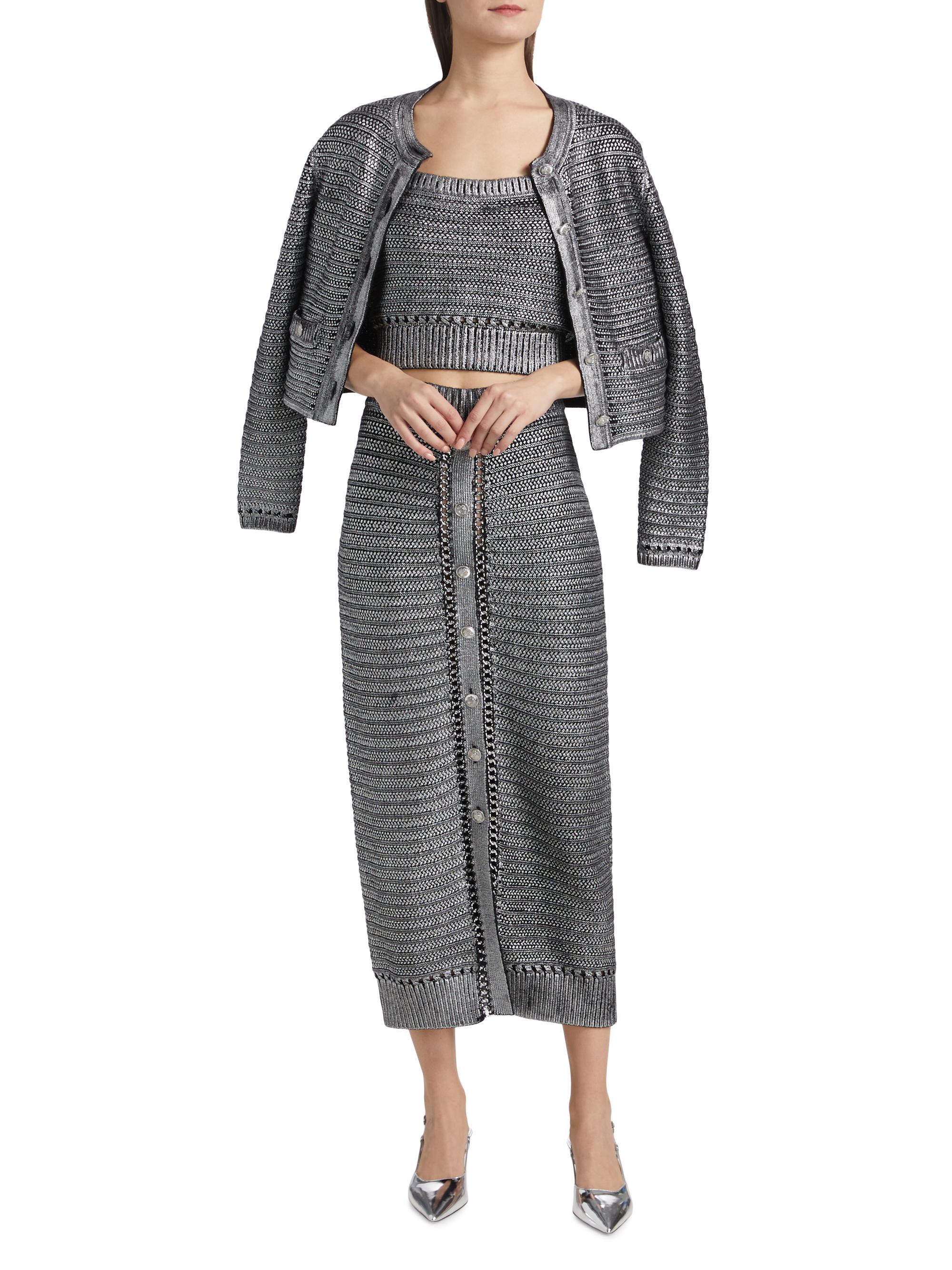 Toccin Tani Metallic Cotton Midi-Skirt | Saks Fifth Avenue