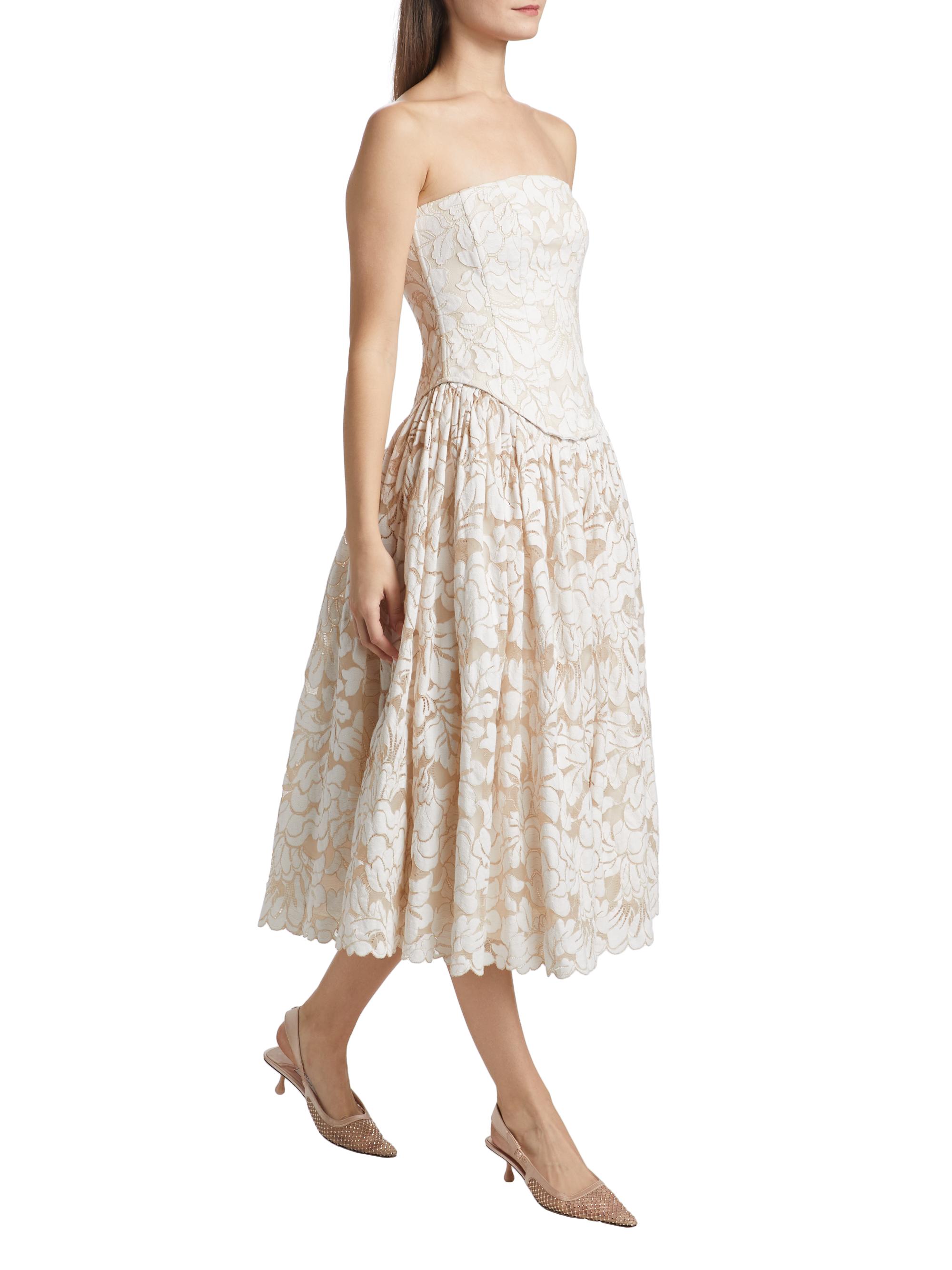 Toccin Melody Floral Cotton-Blend Corset Midi-Dress | Saks Fifth Avenue