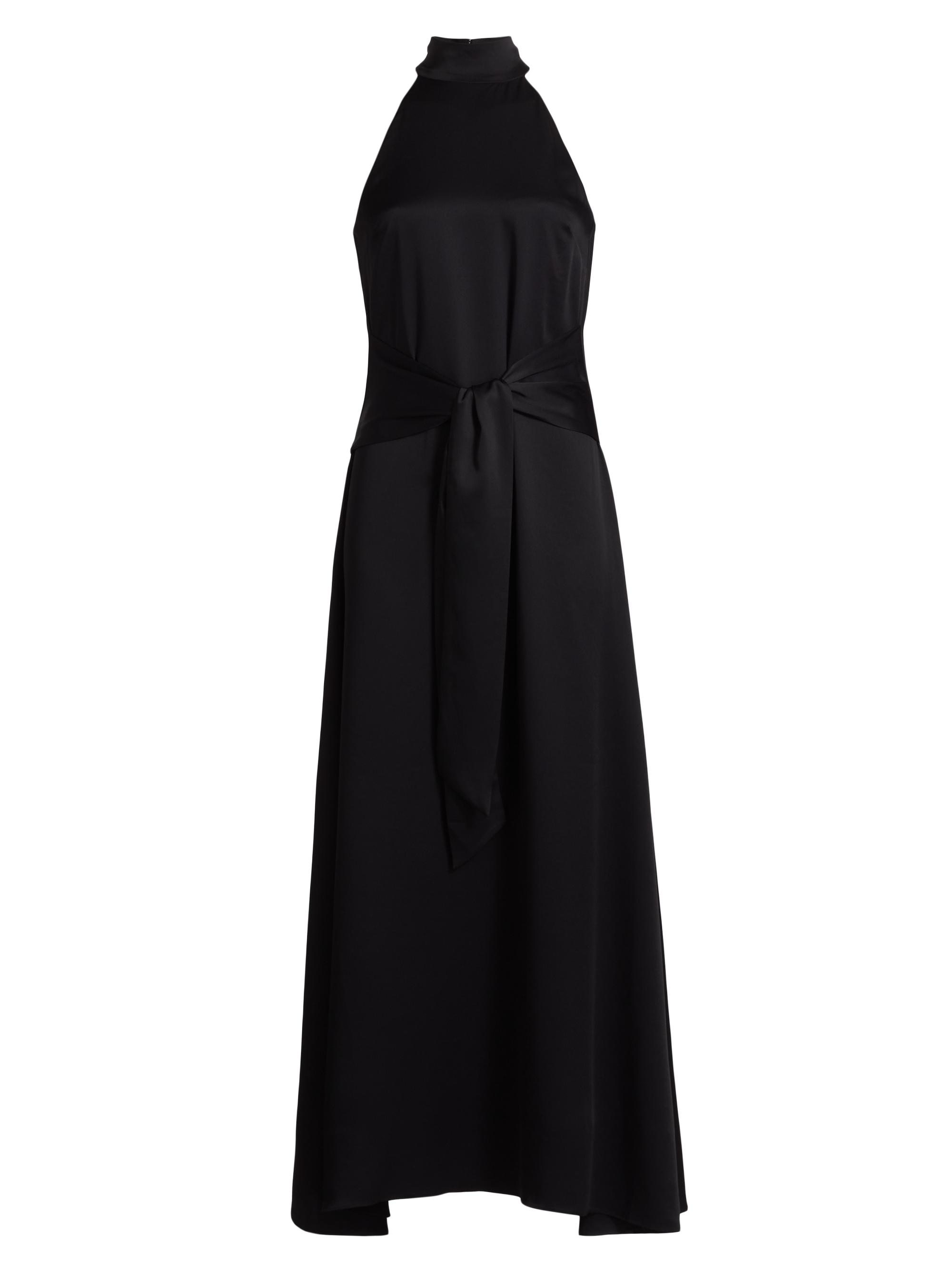 Toccin Women's Jocelyn Satin Tie- Front Maxi Dress - Jet
