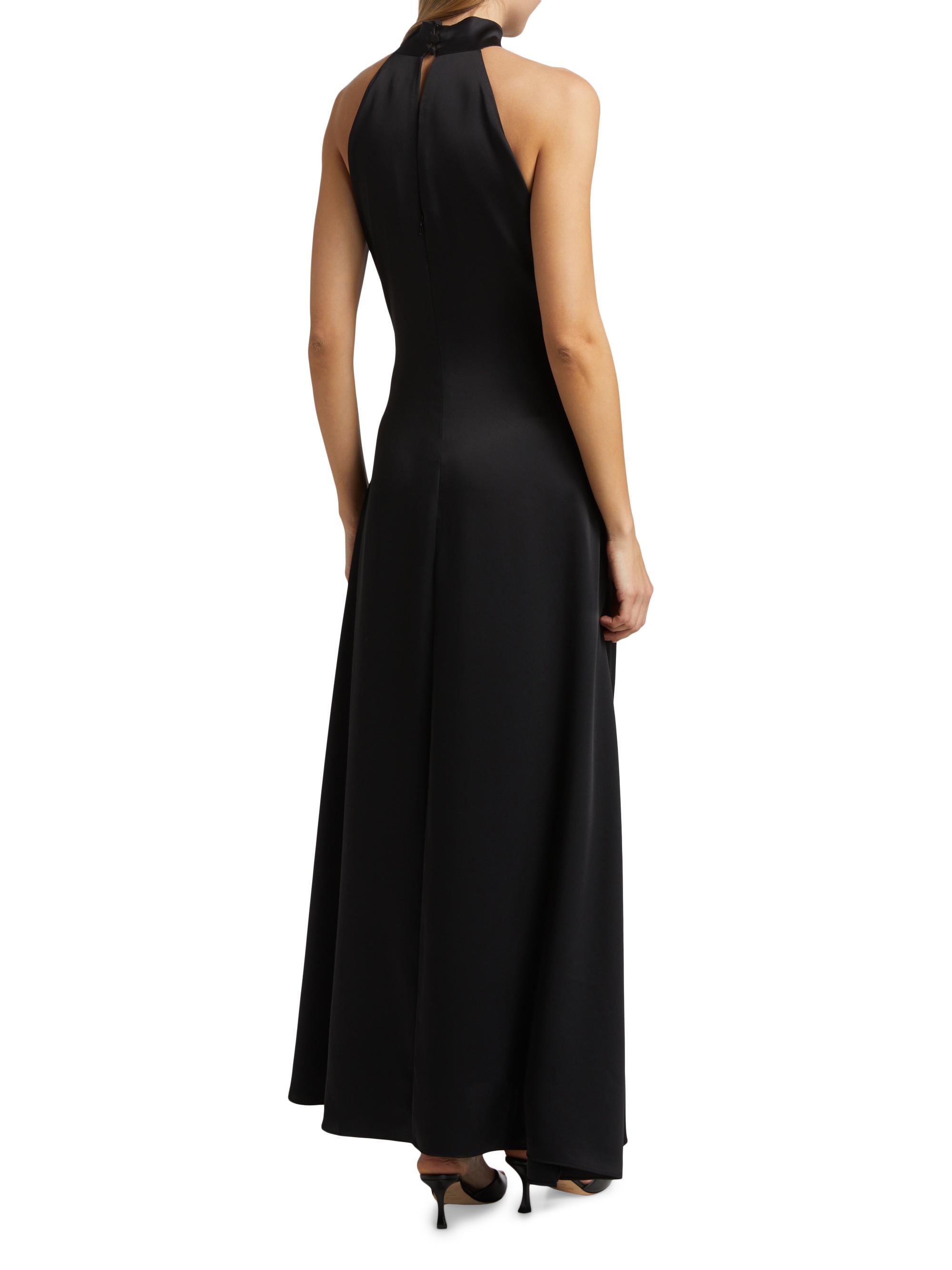 Toccin Jocelyn Tie-Front Satin Maxi Dress - Black - Large