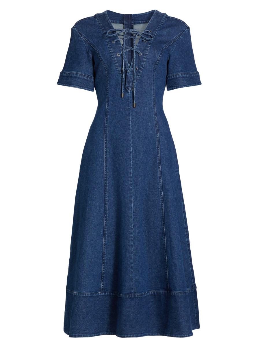 Toccin Dahlia Denim Fit & Flare Dress | Saks Fifth Avenue