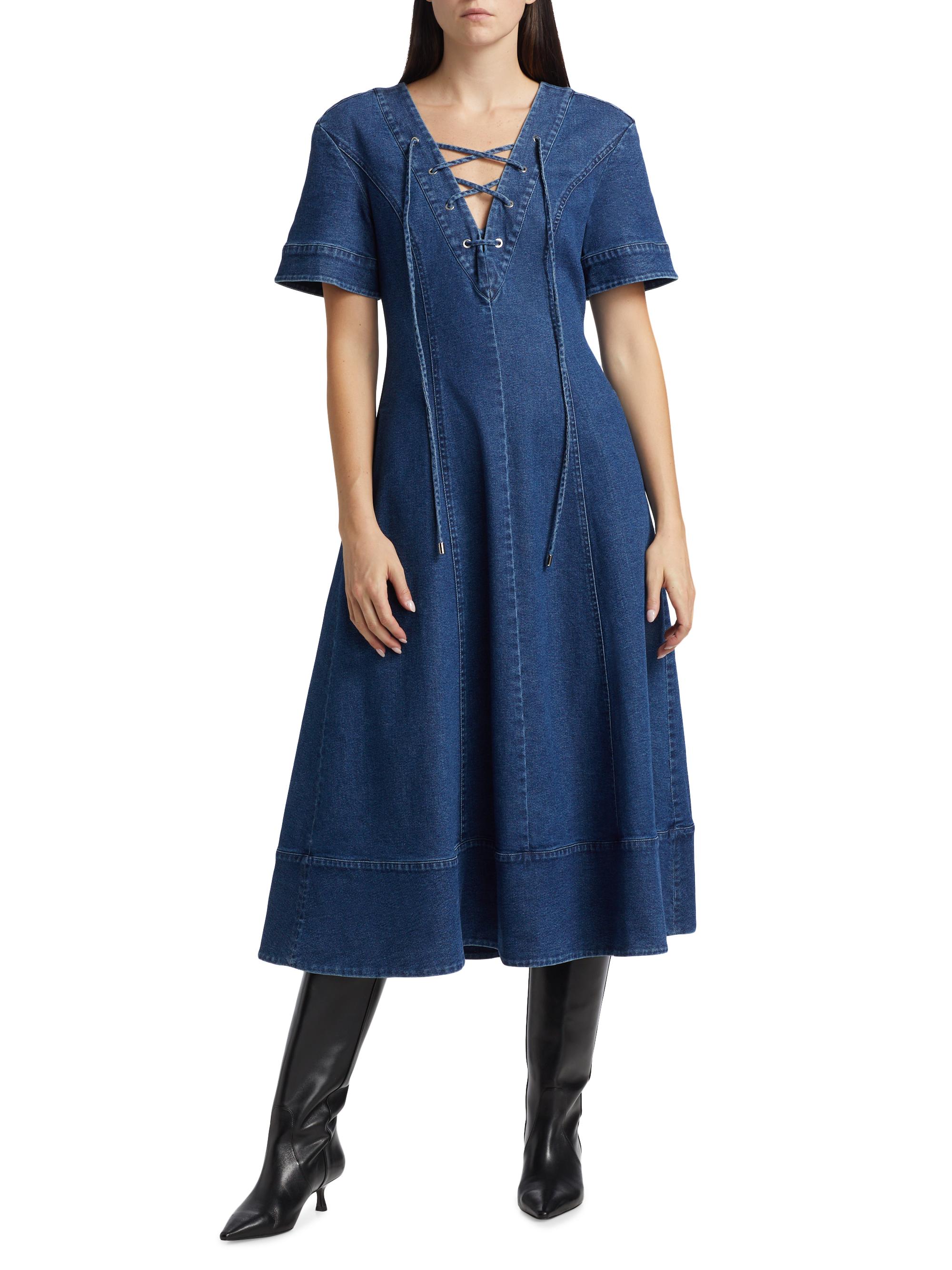 Toccin Dahlia Denim Fit & Flare Dress | Saks Fifth Avenue