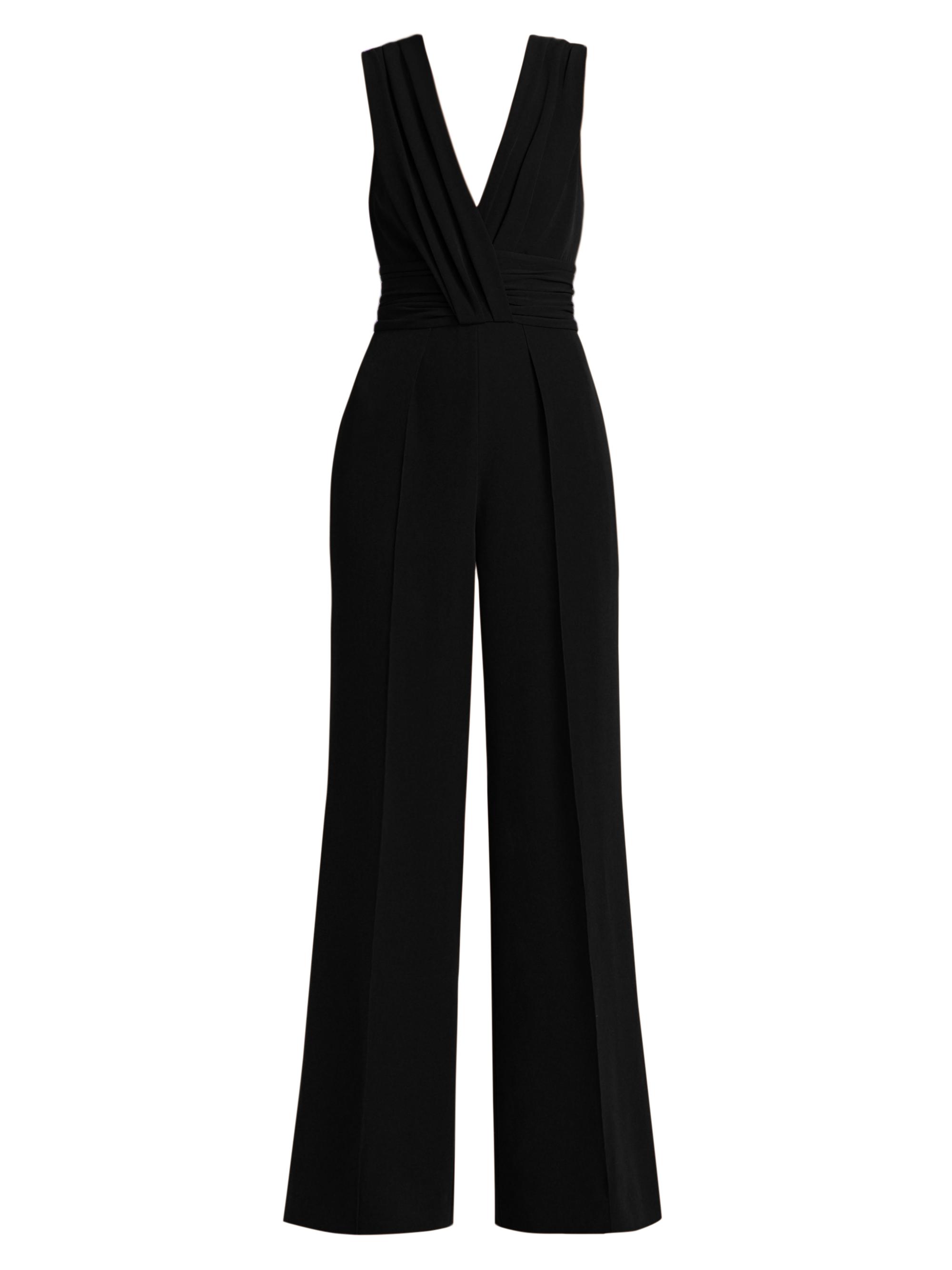 Prabal Gurung Women's Ruched Stretch Crepe Wide-Leg Jumpsuit - Black
