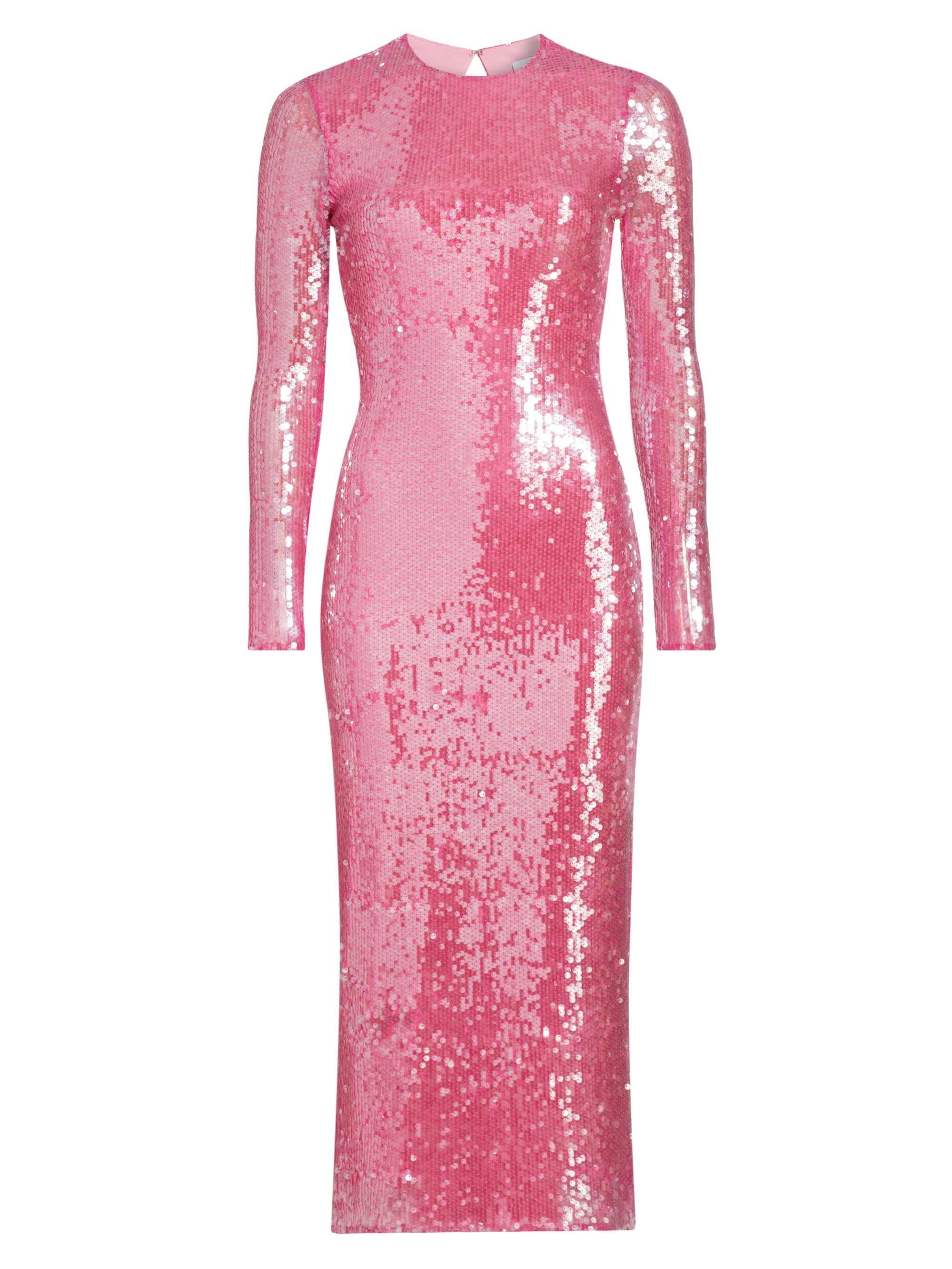Prabal Gurung Women's Sequined Long-Sleeve Tubino Midi-Dress - Aurora Pink