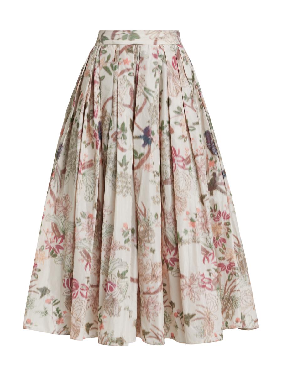 Prabal Gurung Pleated Floral Tafetta Midi Skirt | Saks Fifth Avenue