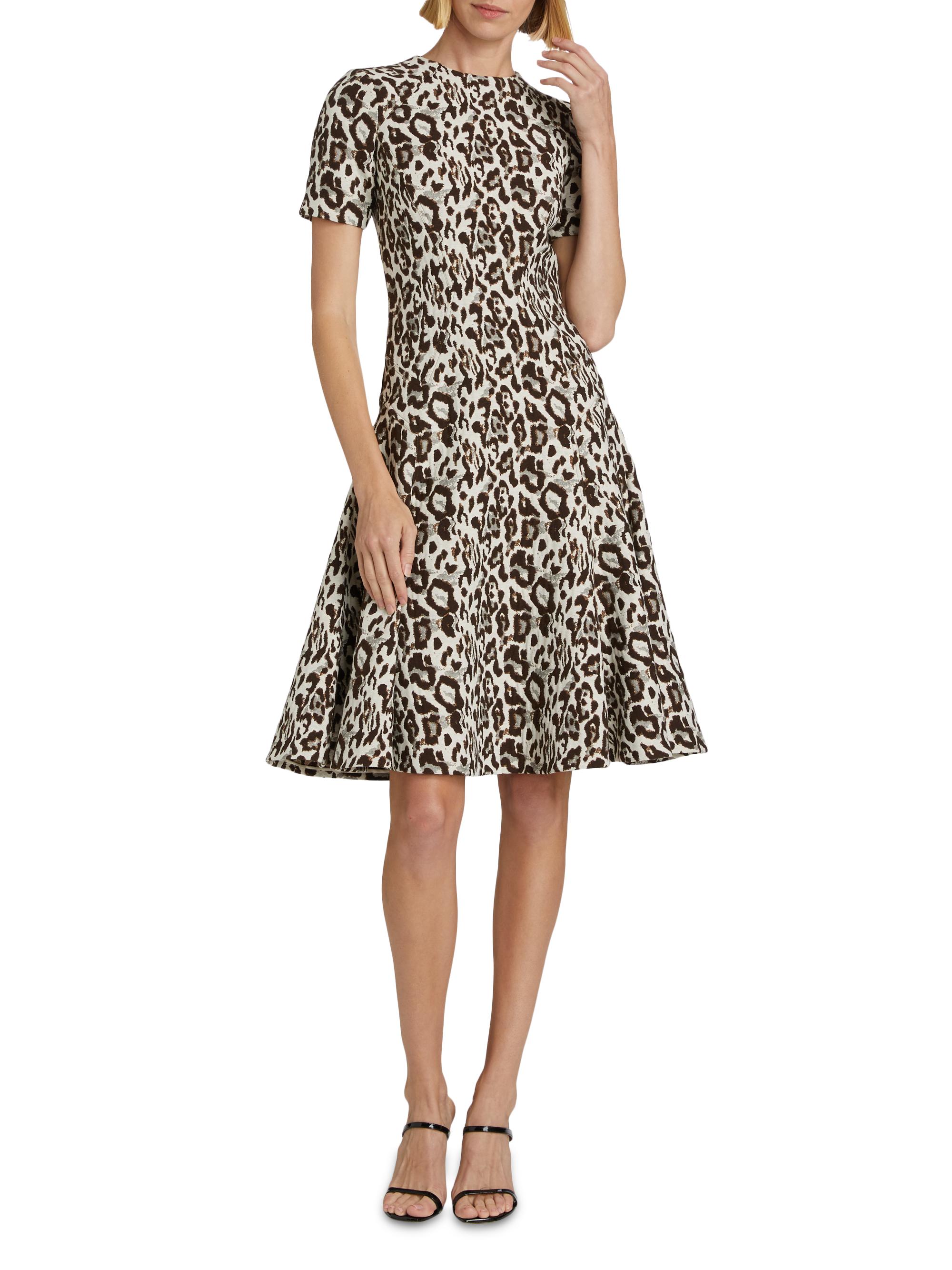Prabal Gurung Leopard Jacquard Fit & Flare Dress | Saks Fifth Avenue