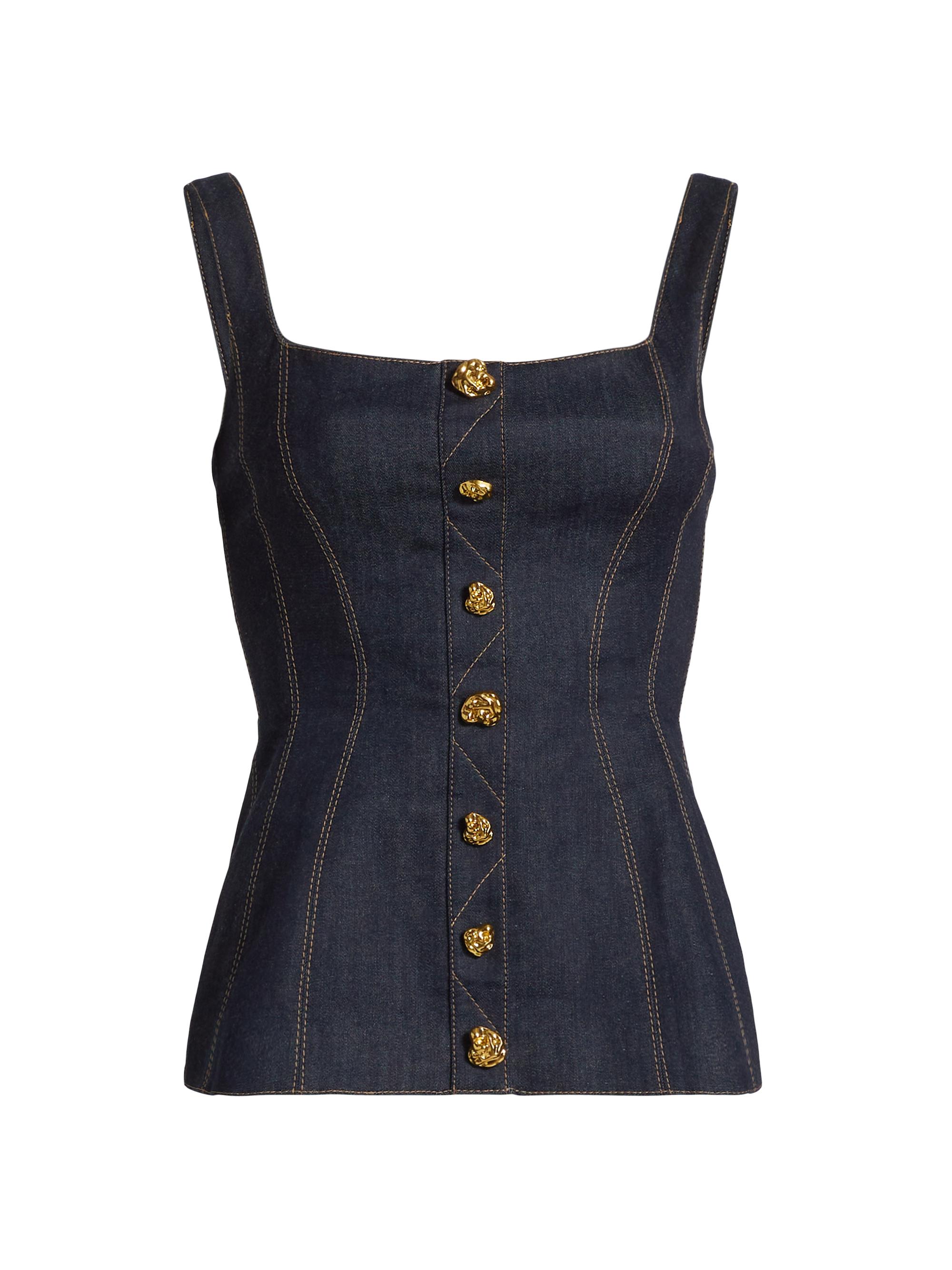 Prabal Gurung Corset Seam Denim Tank | Saks Fifth Avenue