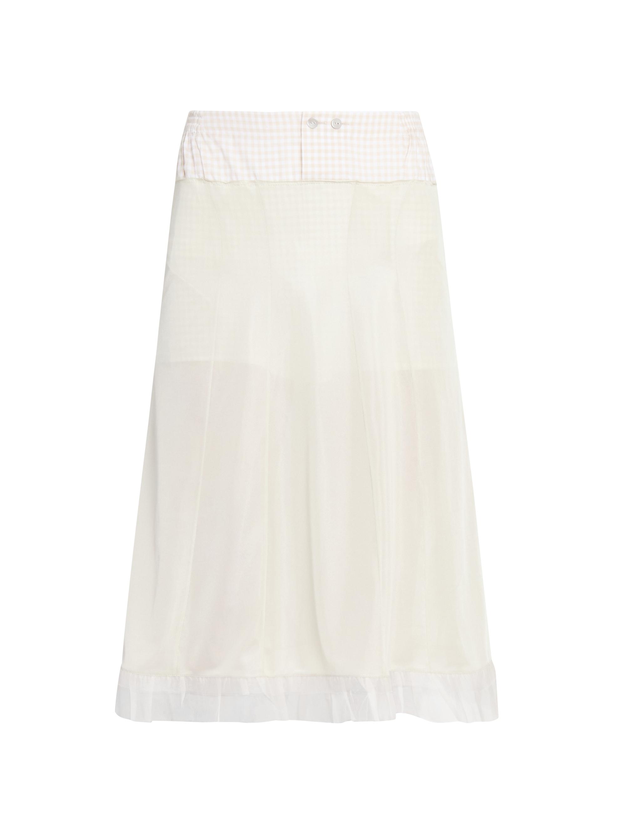 Maison Margiela Women's Layered Check Midi-Skirt - Healing Aloe Beige White