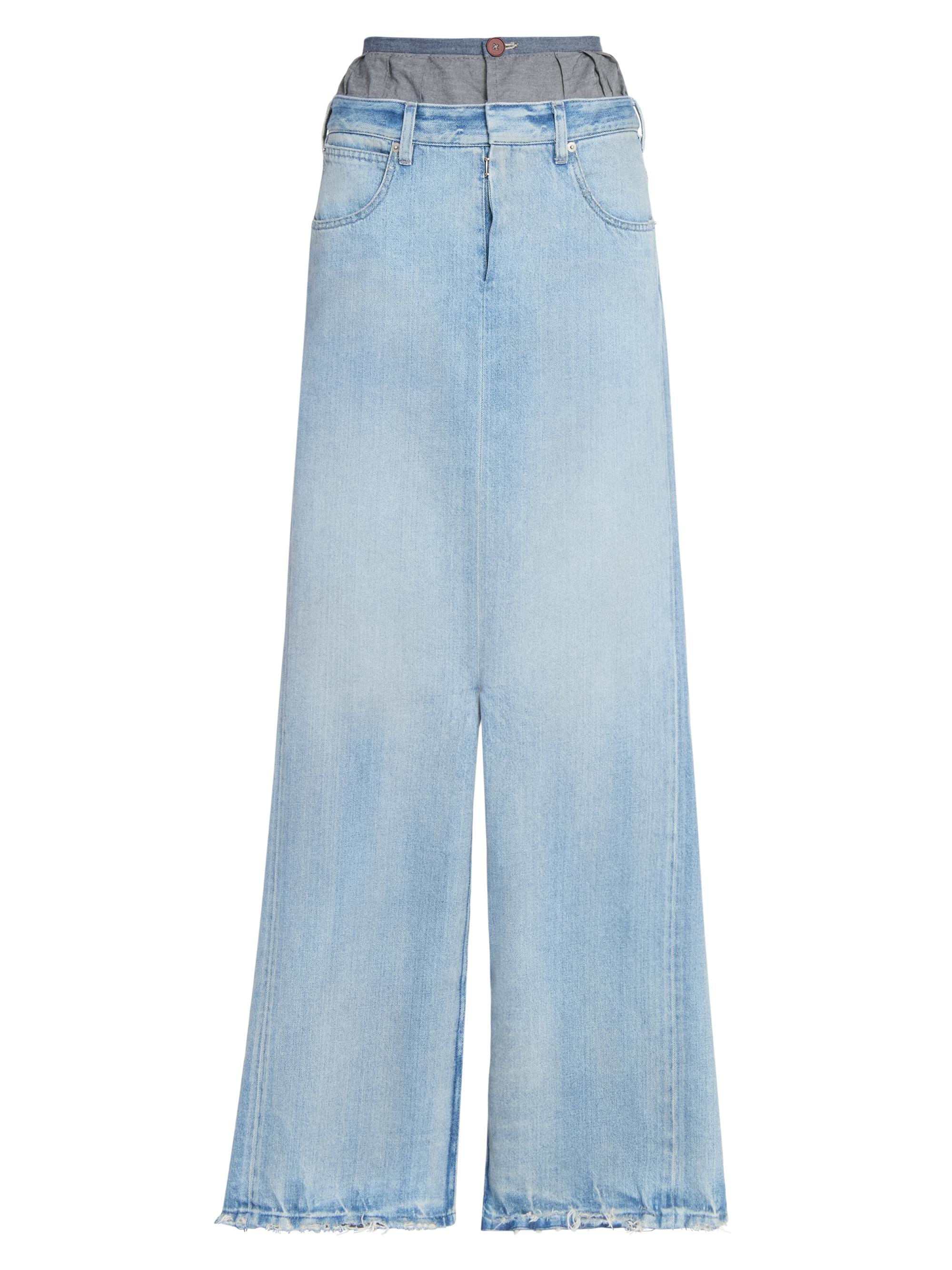 Maison Margiela Women's Layered Boxer Denim Maxi Skirt - Light Blue