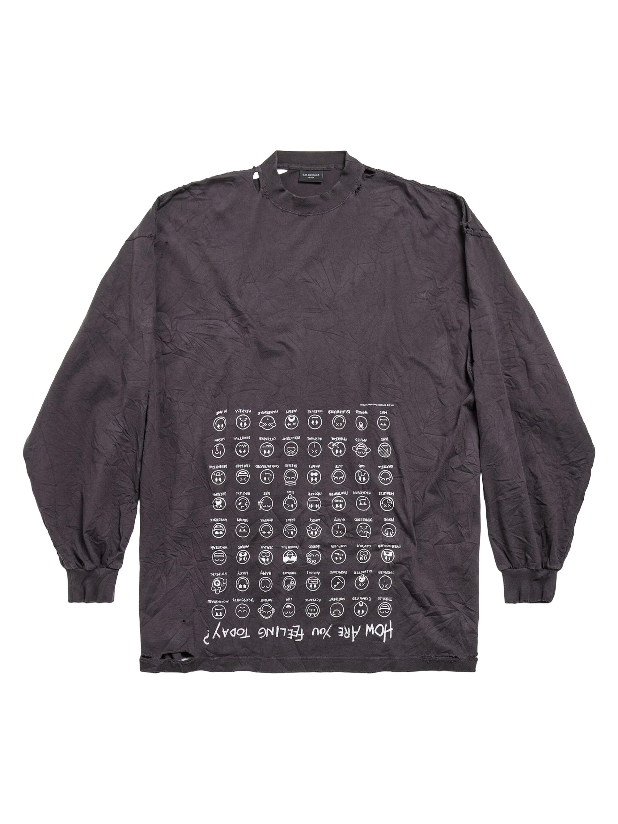 Balenciaga How are You Feeling Today Long Sleeve T-Shirt  Fit - Black