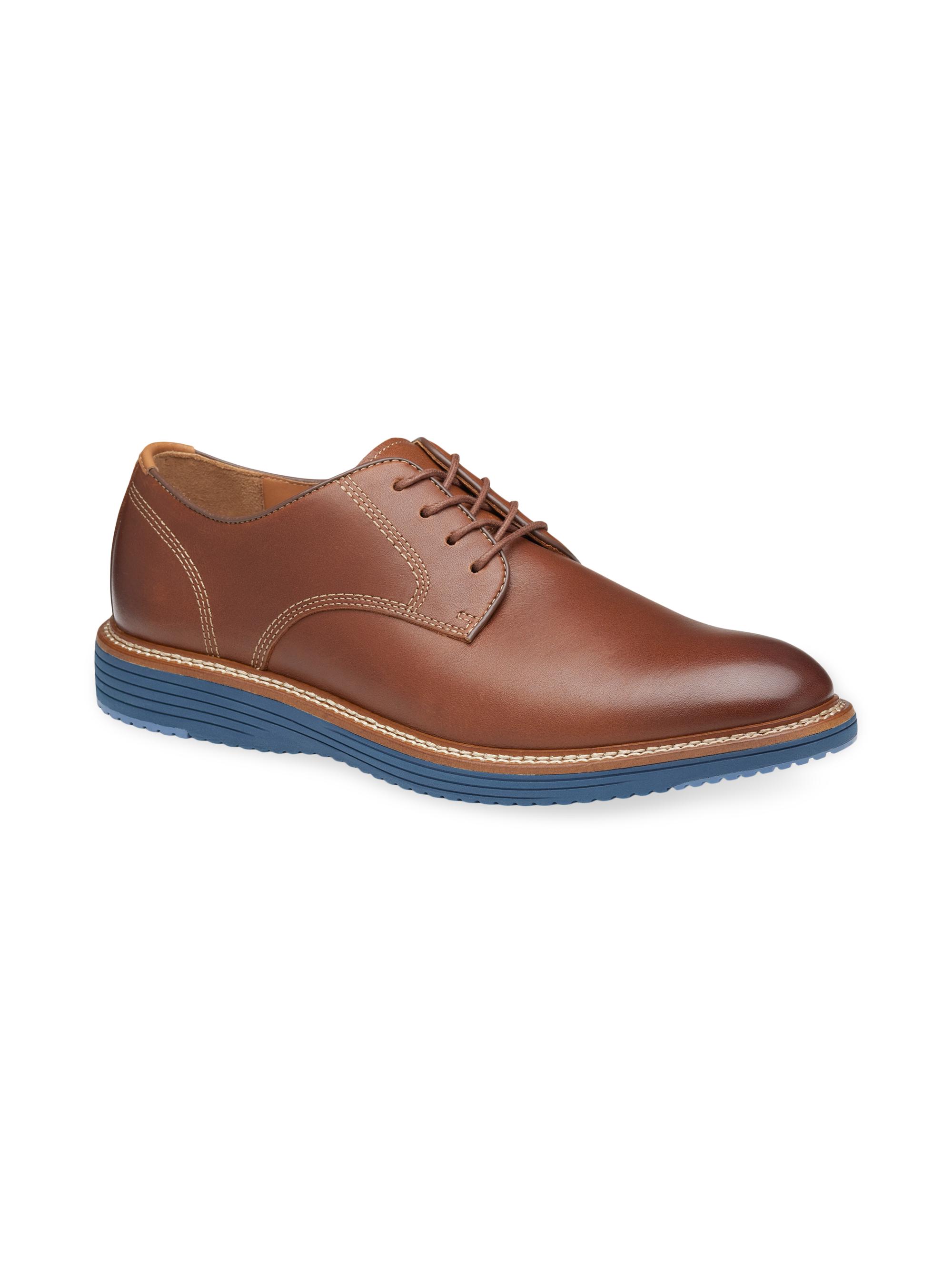 Johnston & Murphy Men's Upton Plain-ToeLeather Oxfords - Tan Oiled Full Grain
