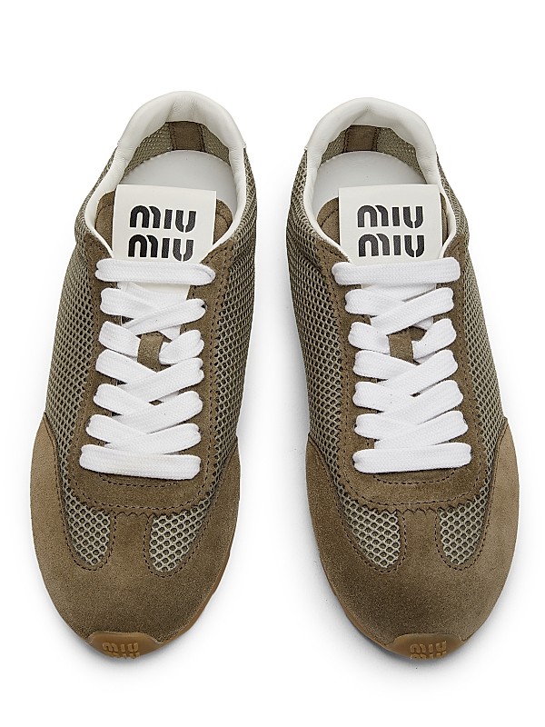 Shop Miu Miu Mesh & Suede Low-Top Lace-Up Sneakers | Saks Shop Miu Miu Mesh & Suede Low-Top Lace-Up Sneakers | Saks