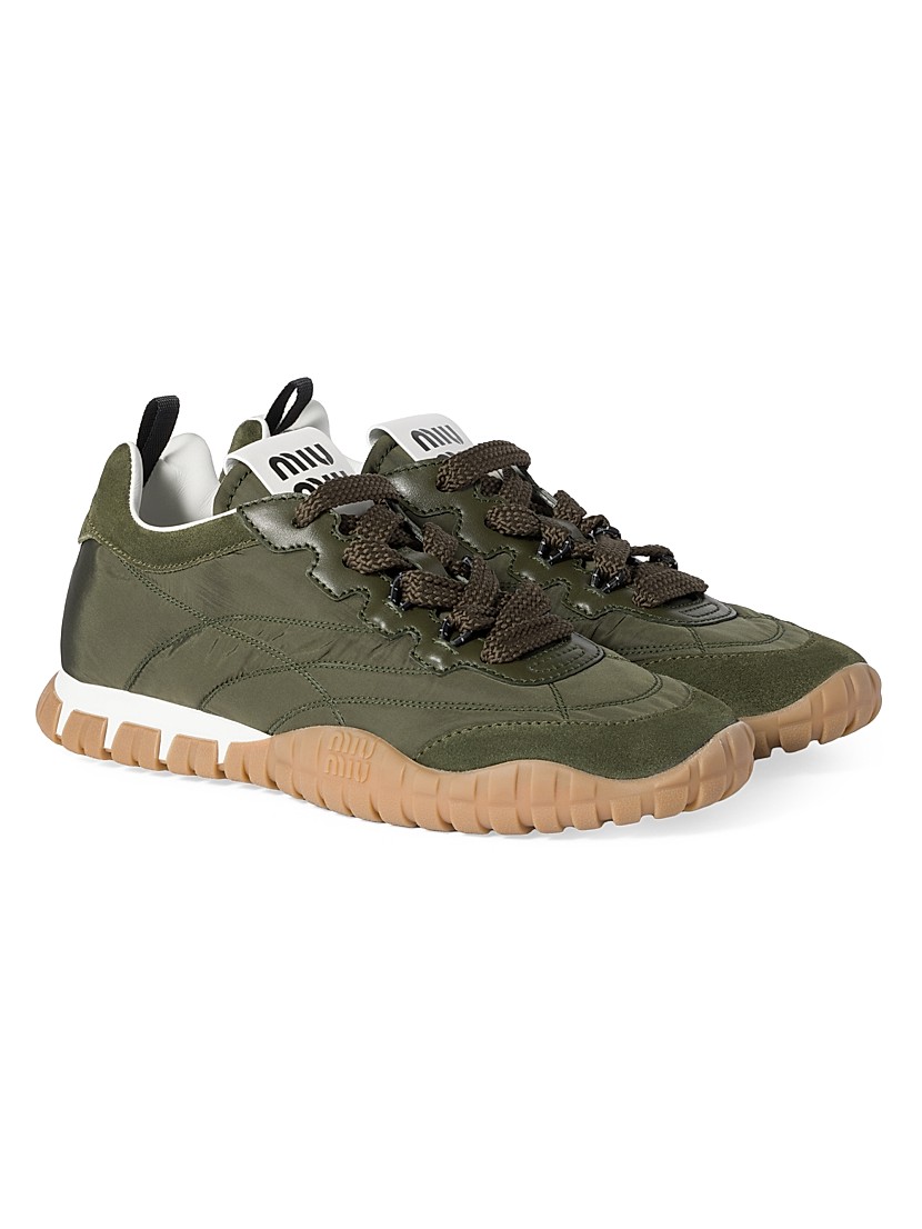 Shop Miu Miu Nylon & Suede Lace-Up Sneakers | Saks Fifth Avenue Shop Miu Miu Nylon & Suede Lace-Up Sneakers | Saks Fifth Avenue