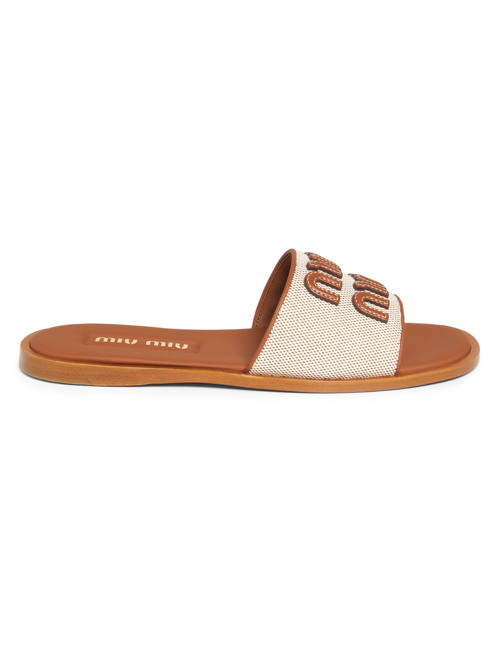 Miu Miu Women's Fussbett Canvas Sandals - Brown