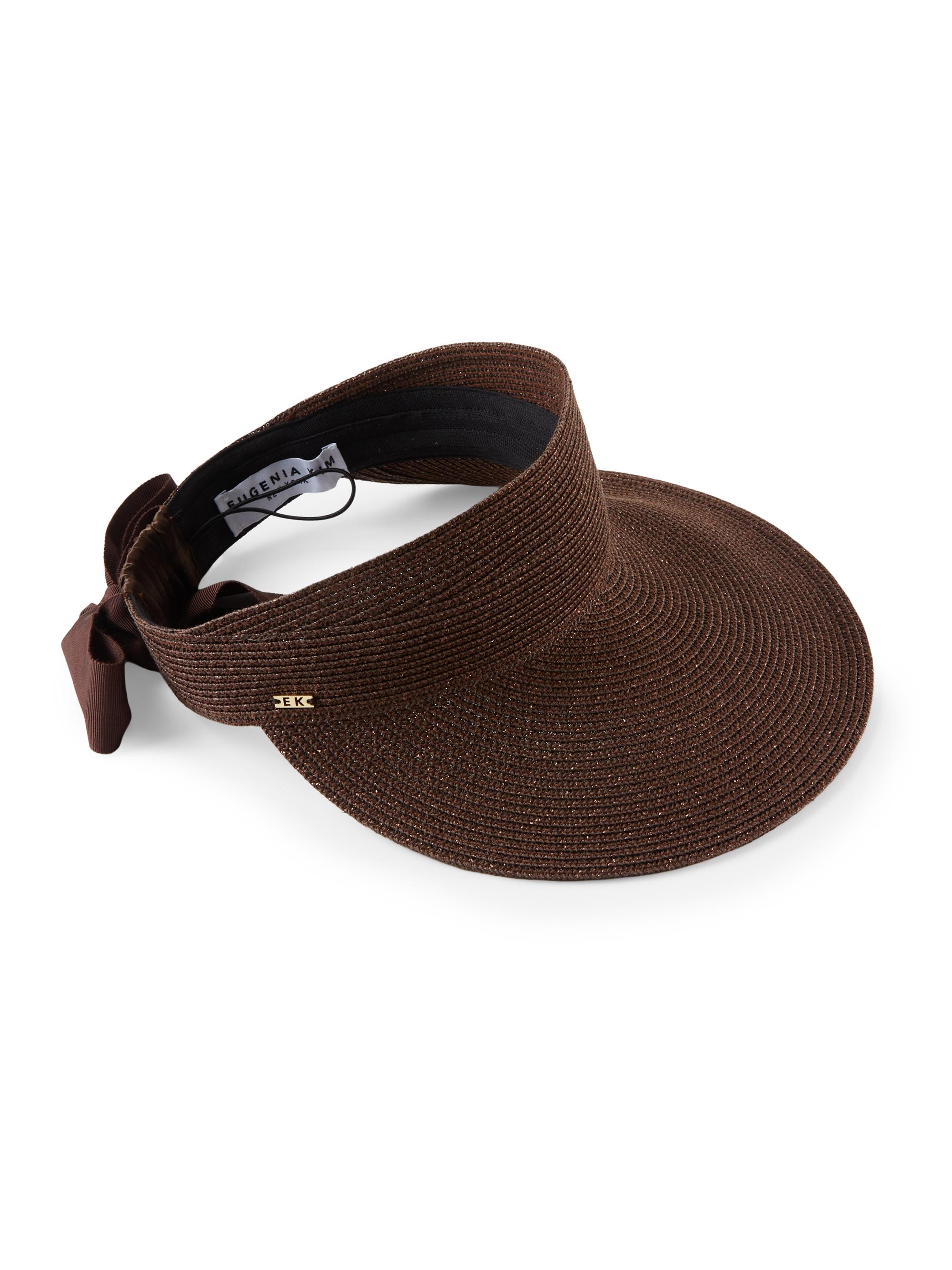 Eugenia Kim Women's Ricky Straw Self-Tie Visor - Chocolate