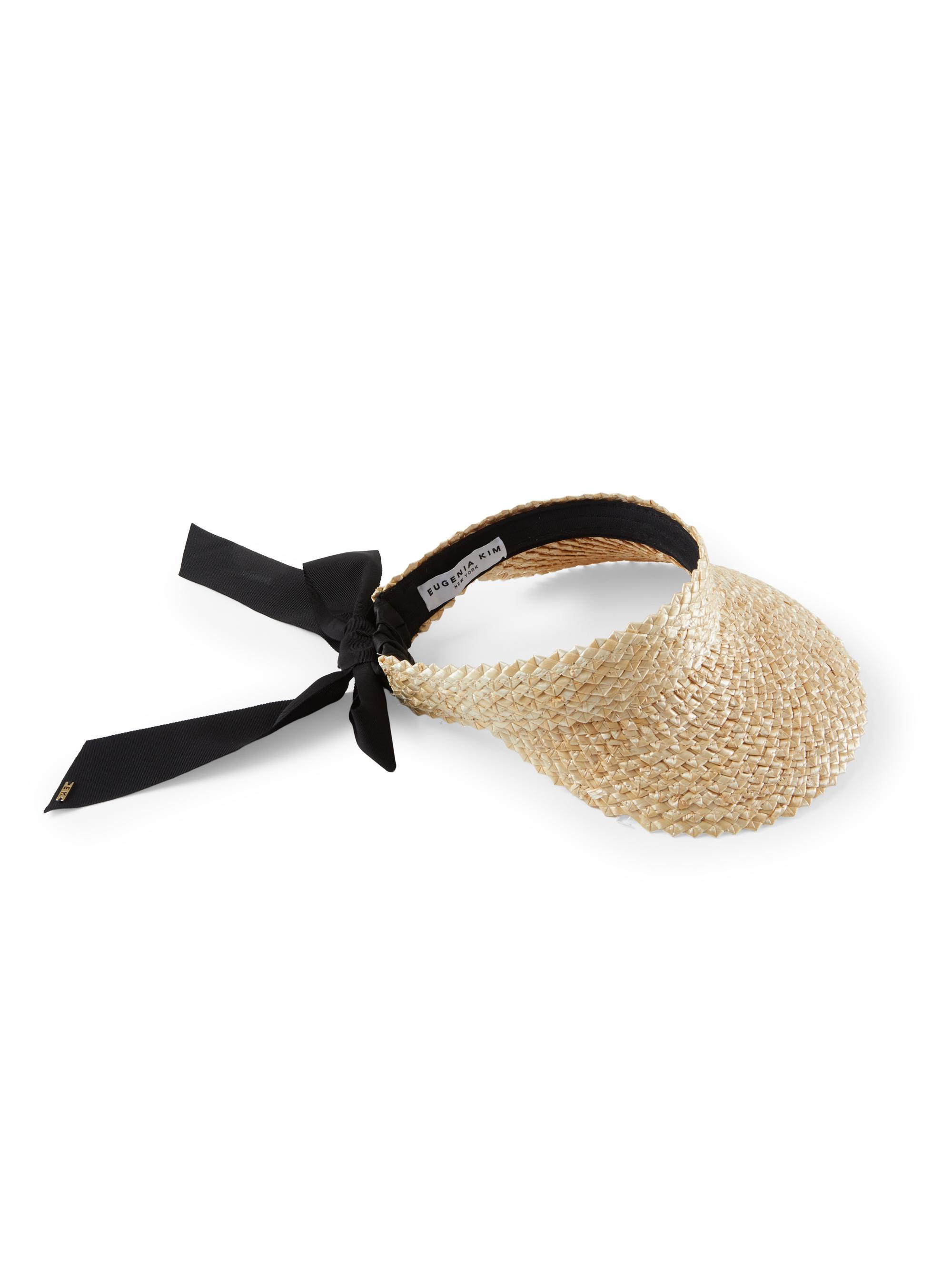 Eugenia Kim Women's Ricky Straw Self-Tie Visor - Natural