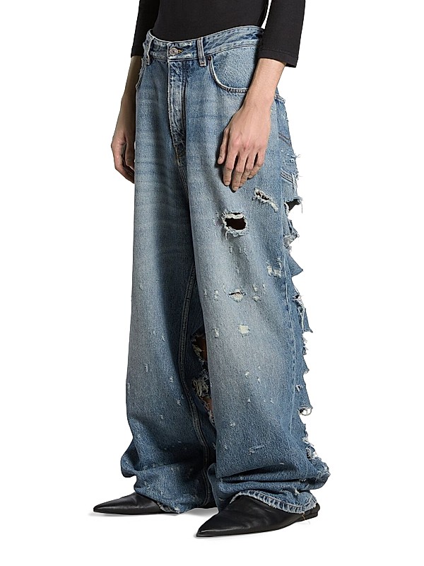 Shop Balenciaga Unisex Super Destroyed Baggy Jeans | Saks Shop Balenciaga Unisex Super Destroyed Baggy Jeans | Saks
