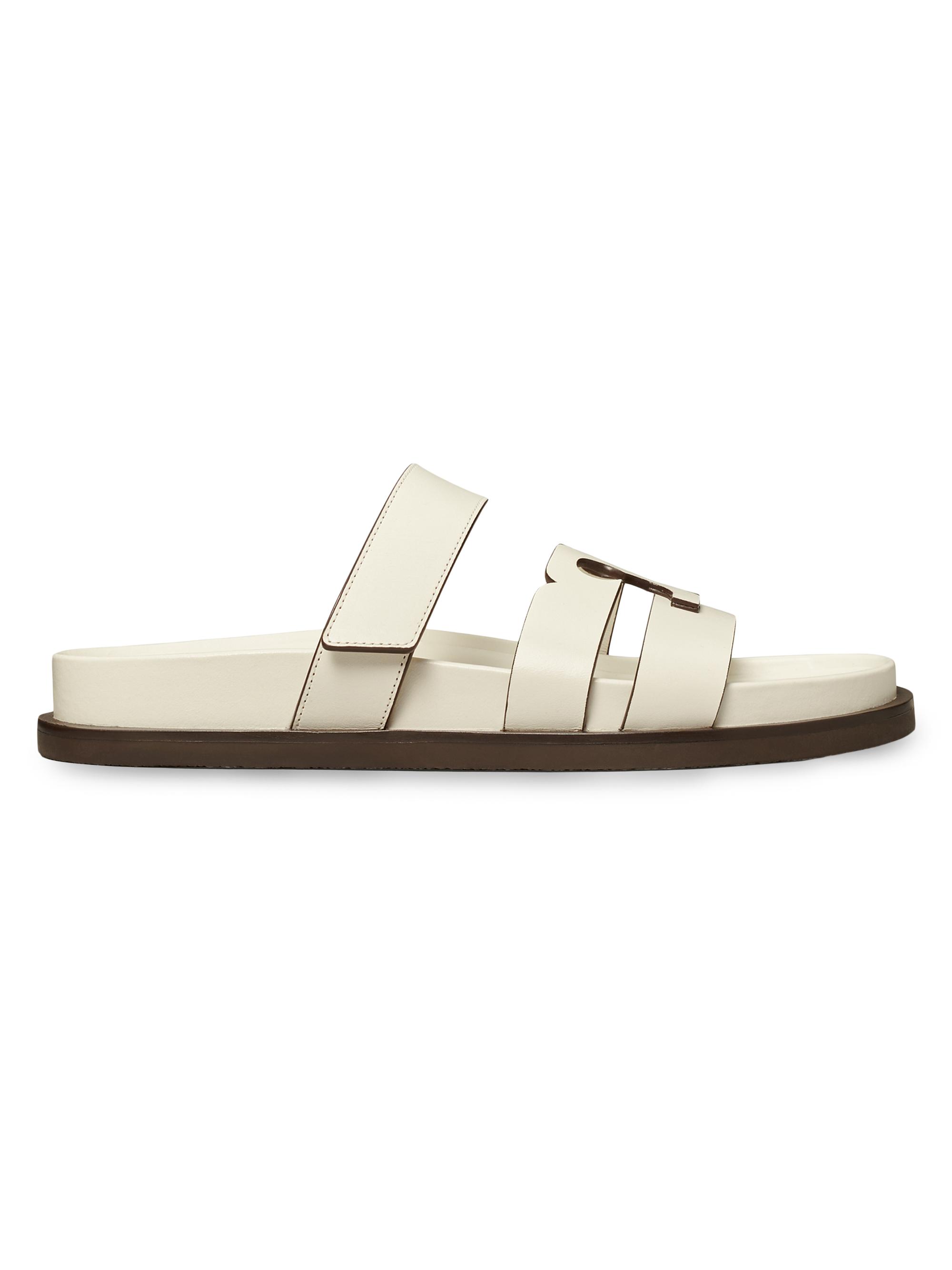 Tory Burch Ines Logo-Detailed Leather Slide Sandals Saks Fifth