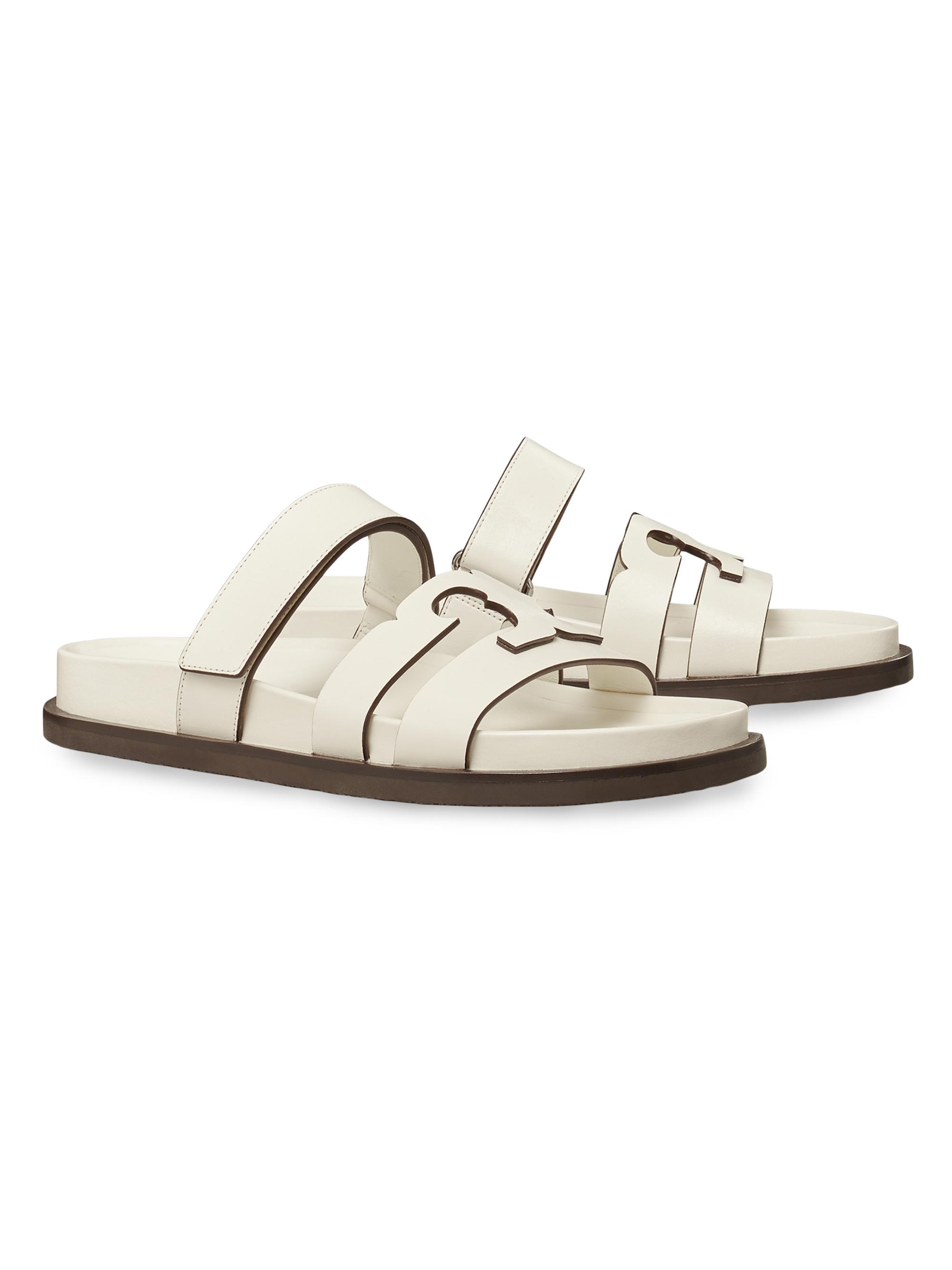 Tory Burch Ines Logo-Detailed Leather Slide Sandals | Saks Fifth