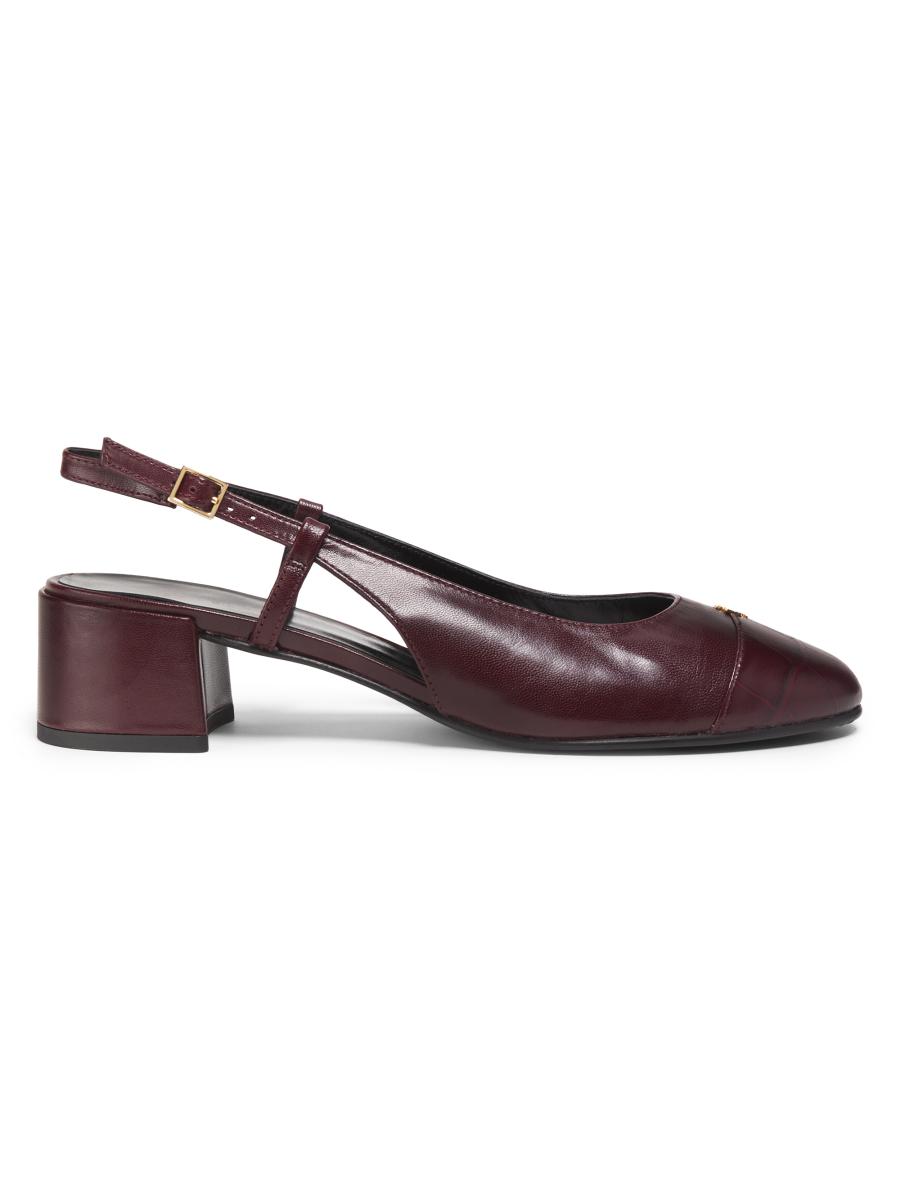 Tory Burch Cap-Toe Leather Slingback Pumps | Saks Fifth Avenue