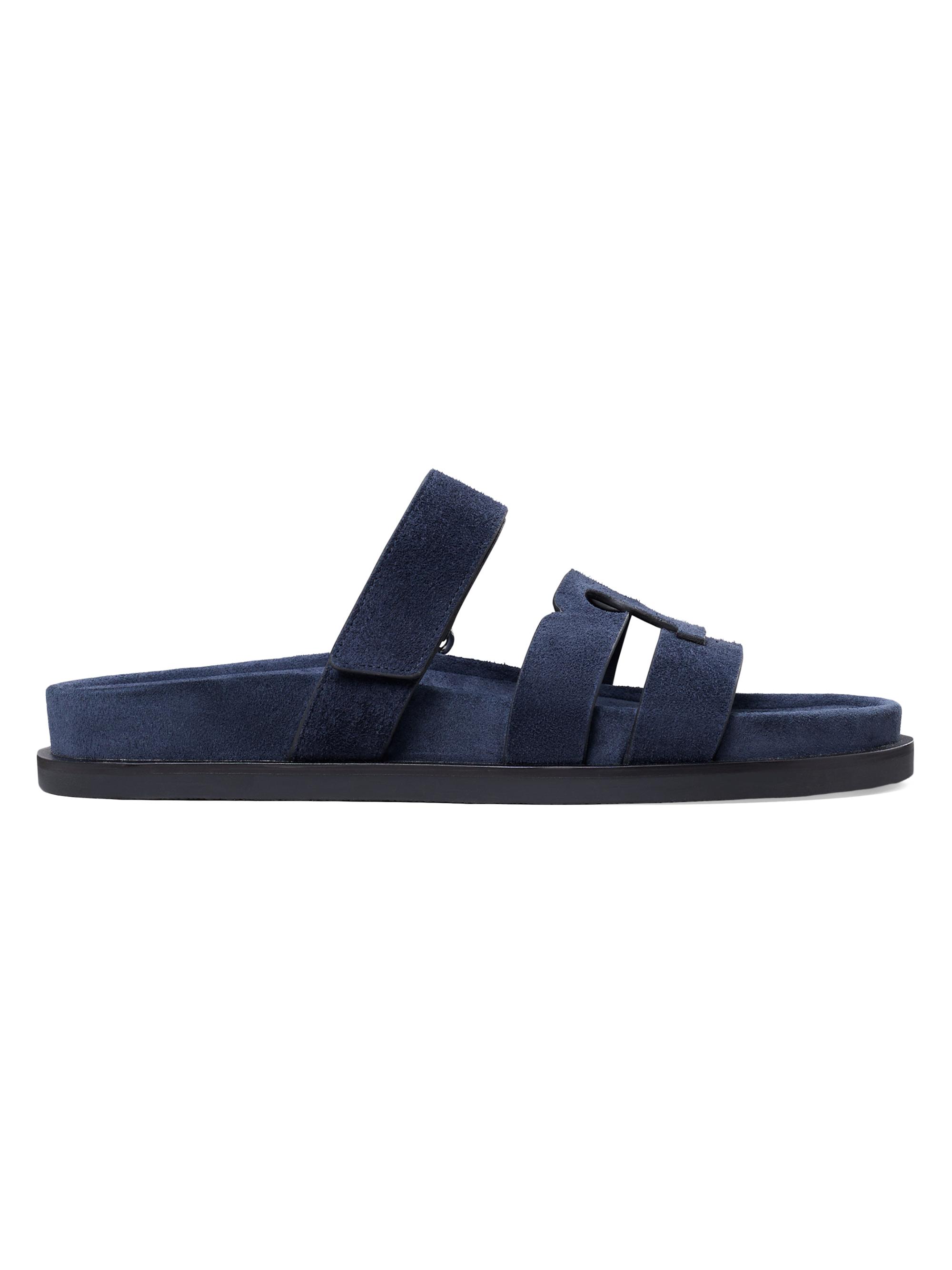 Tory Burch Women's Ines Logo-Detailed Suede Slide Sandals - New Navy