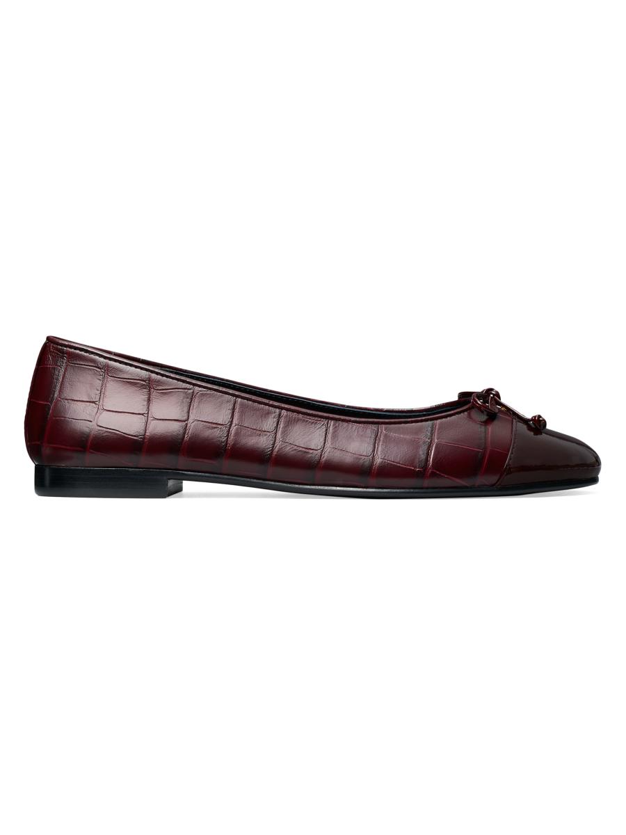 フラットシューズ Croc-Embossed Ballerina Flats Tory Burch Crocodile-Embossed Leather Ballet Flats | Saks