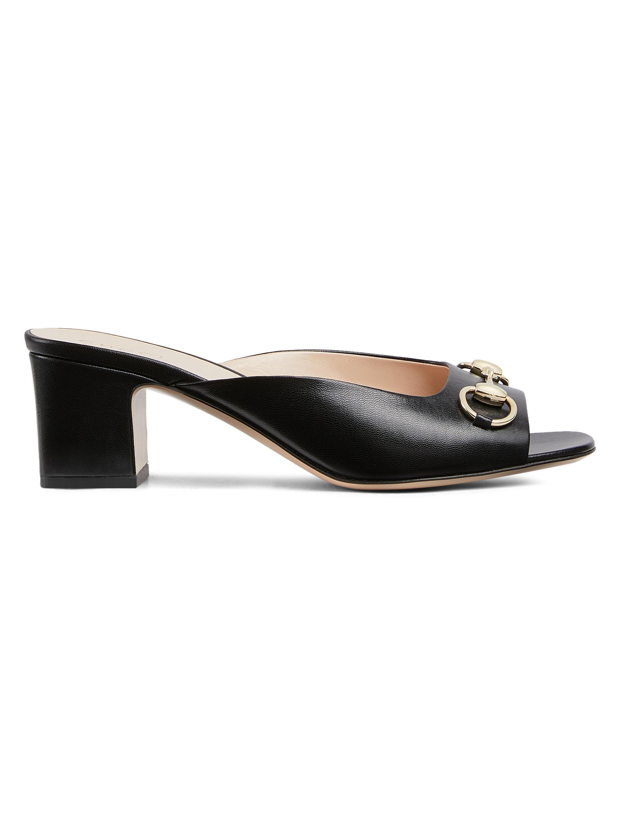 Gucci Women's Lady Horsebit Leather Sandals - Nero