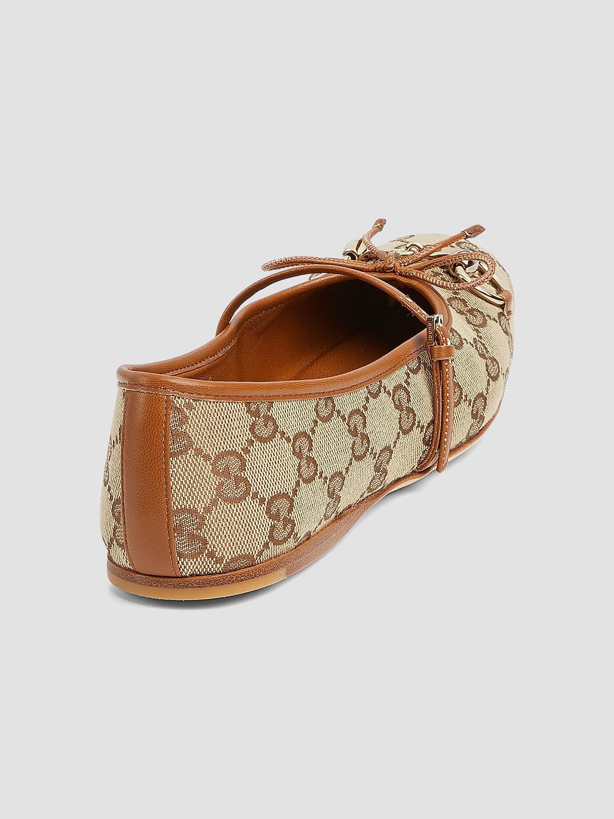 靴 GUCCI GG canvas Horsebit Ballet Flats Gucci GG Canvas Horsebit Ballet Flats | Saks Fifth Avenue