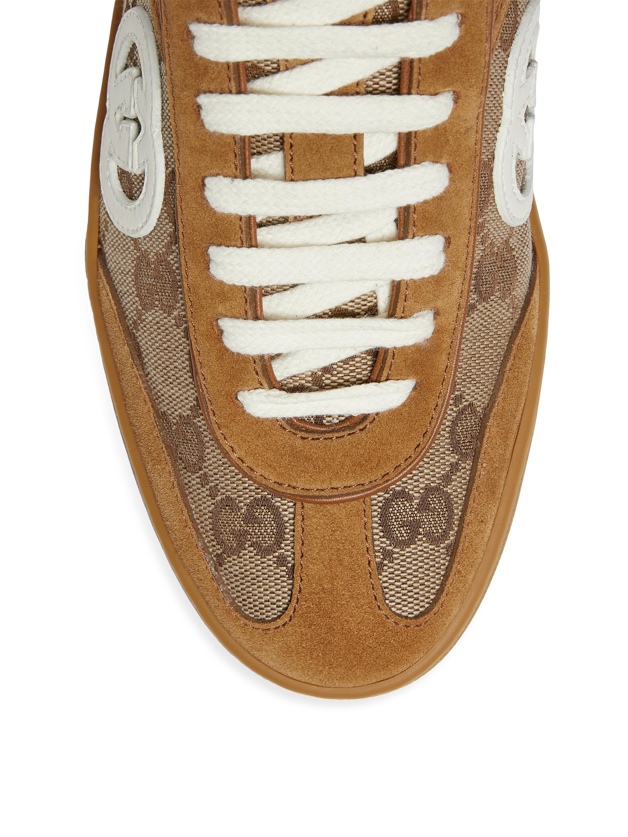 Gucci G75 Canvas & Suede Low-Top Sneakers | Saks Fifth Avenue
