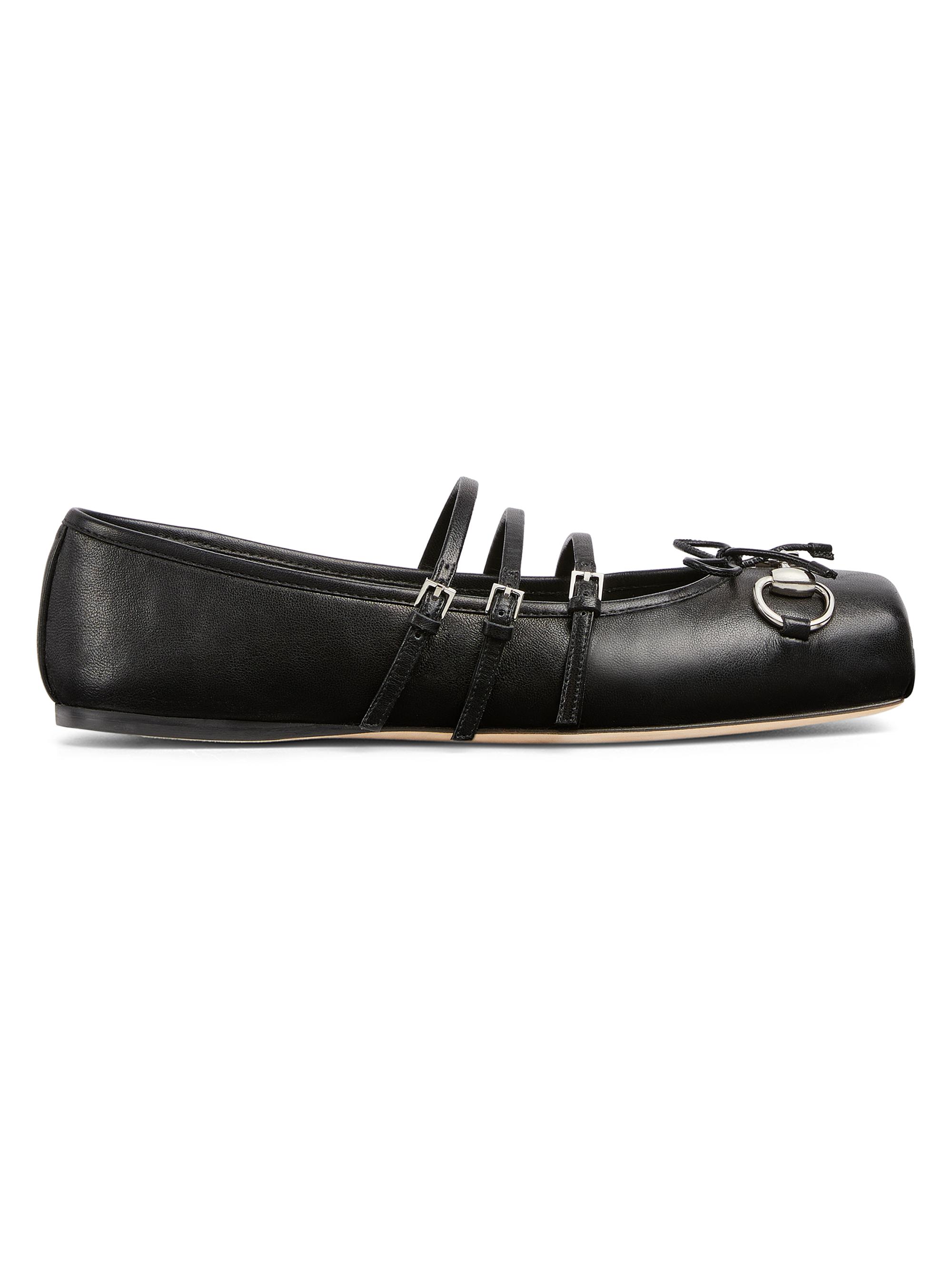 Gucci Women's Horsebit Leather Ballet Flats - Black