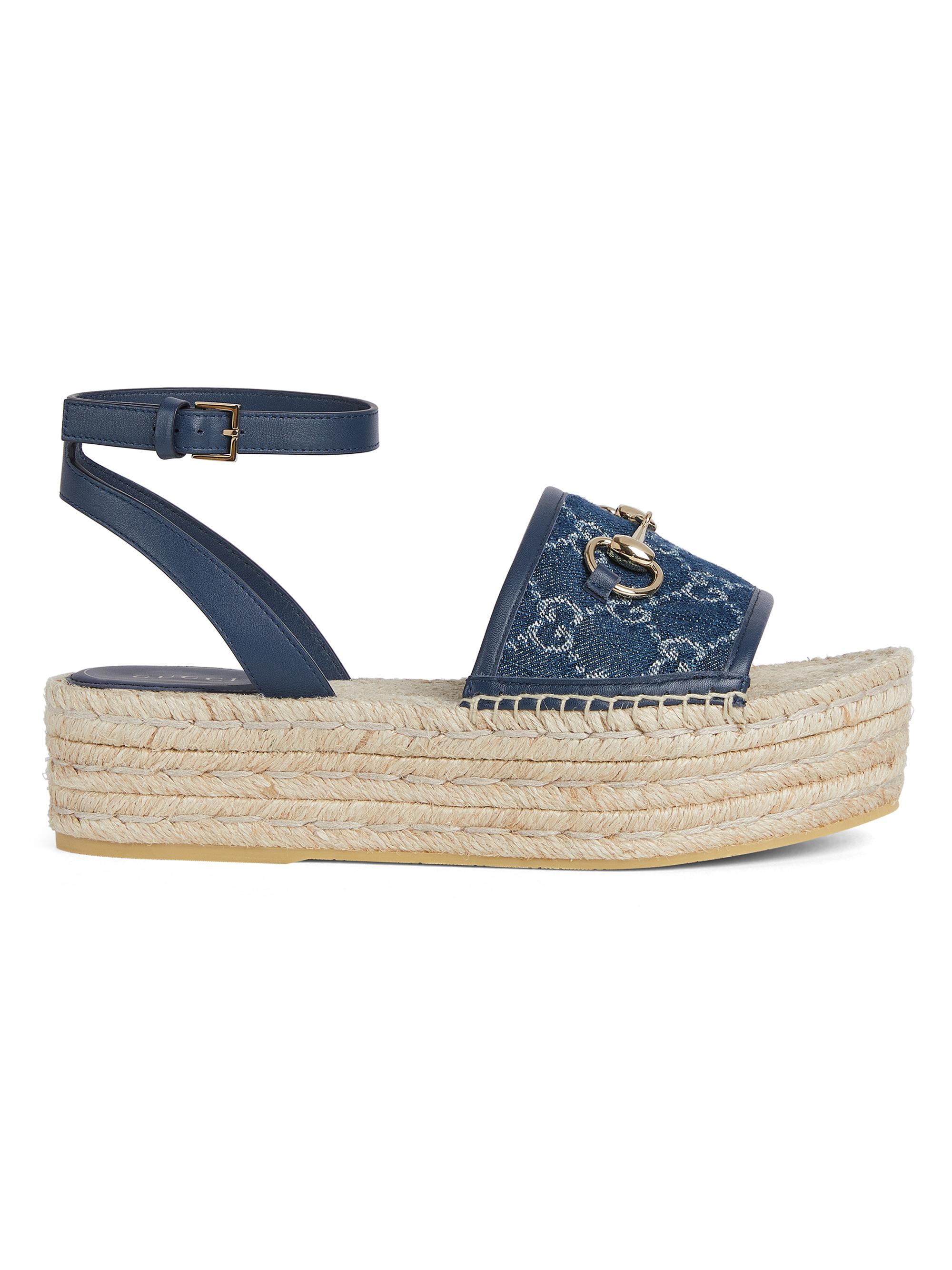 Gucci Pilar 51MM Denim Wedge Sandals | Saks Fifth Avenue