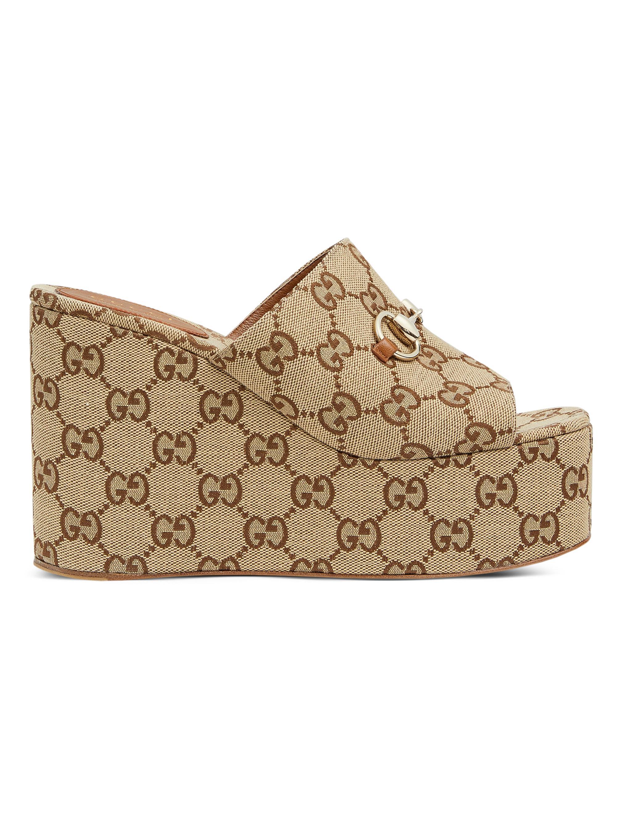 Gucci Carmen Canvas Slip-On Platform Sandals | Saks Fifth Avenue