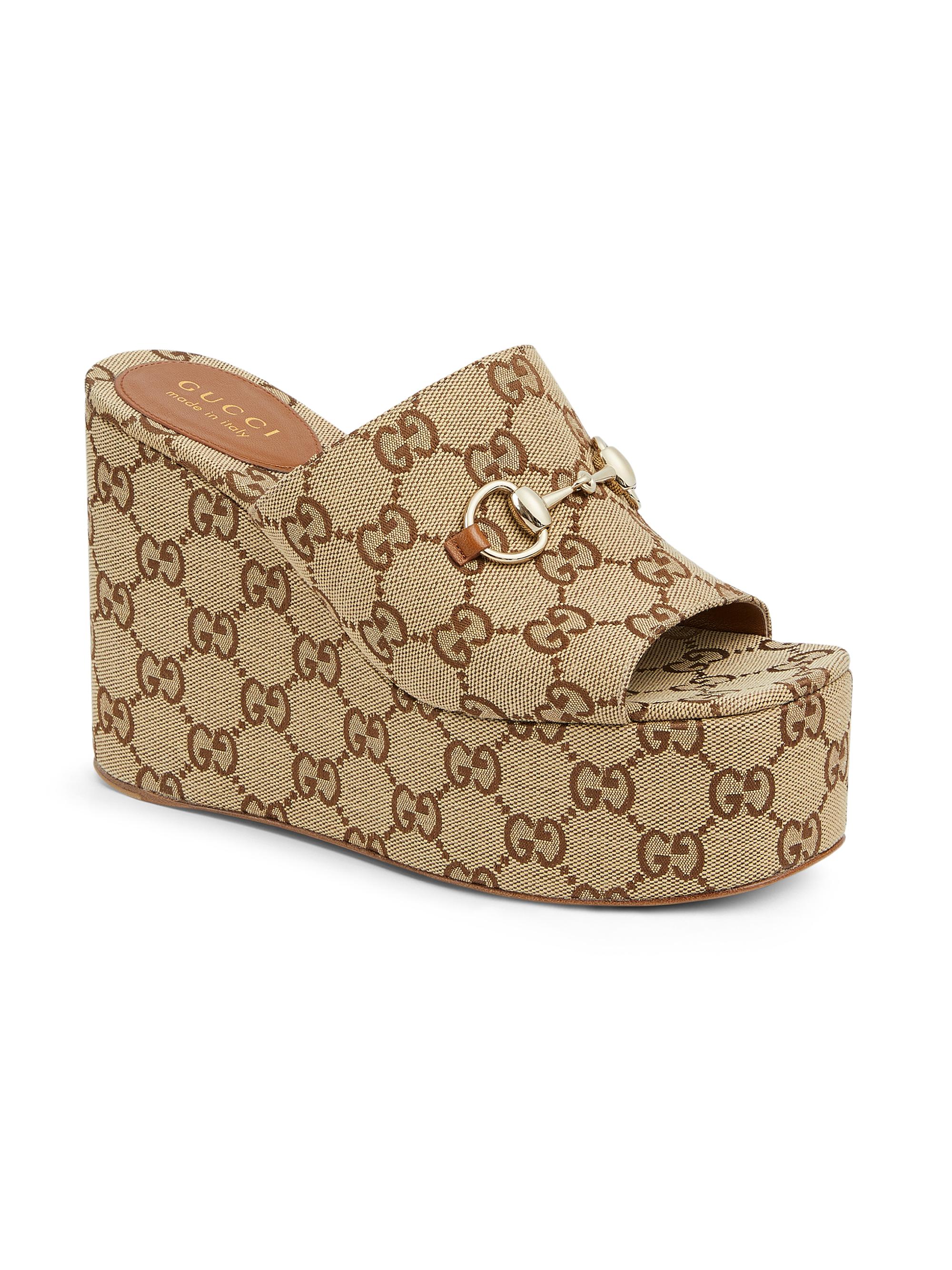 Gucci Carmen Canvas Slip-On Platform Sandals | Saks Fifth Avenue