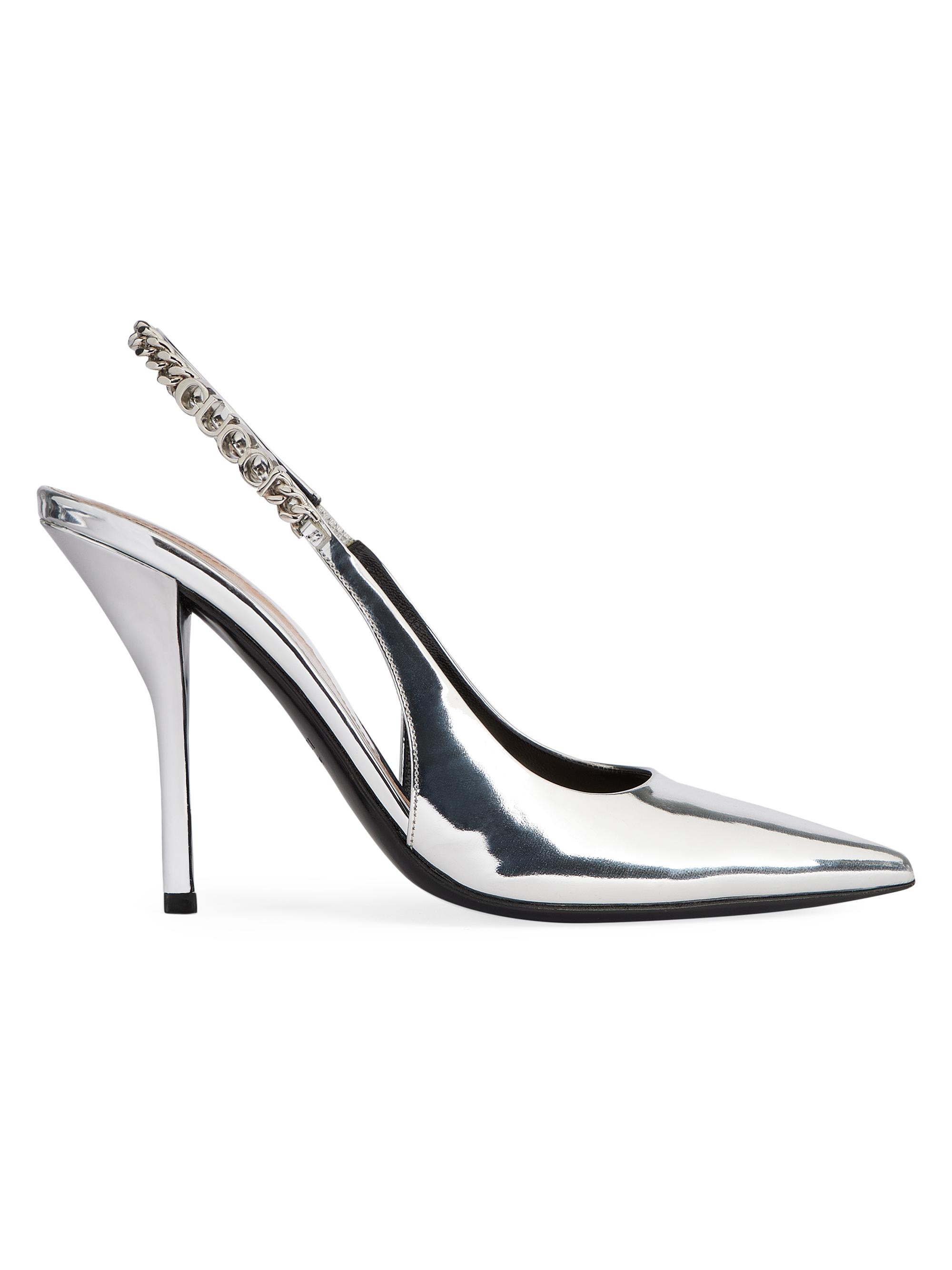 Gucci Women's Signoria 0MM Metallic Leather Slingback Pumps - Silver