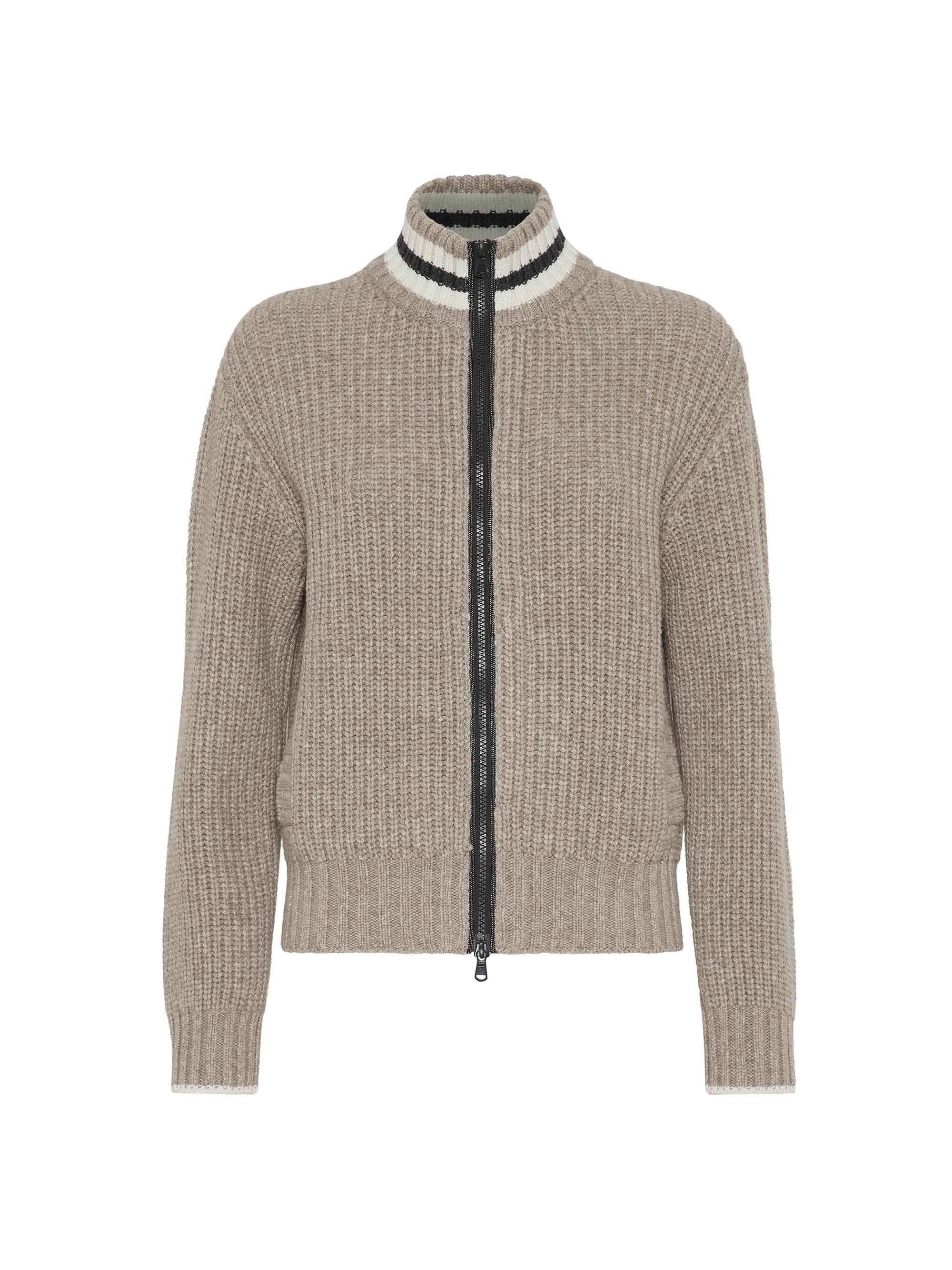 Brunello Cucinelli Women's Cashmere Feather Yarn English Rib Knit Cardigan - Dove Grey