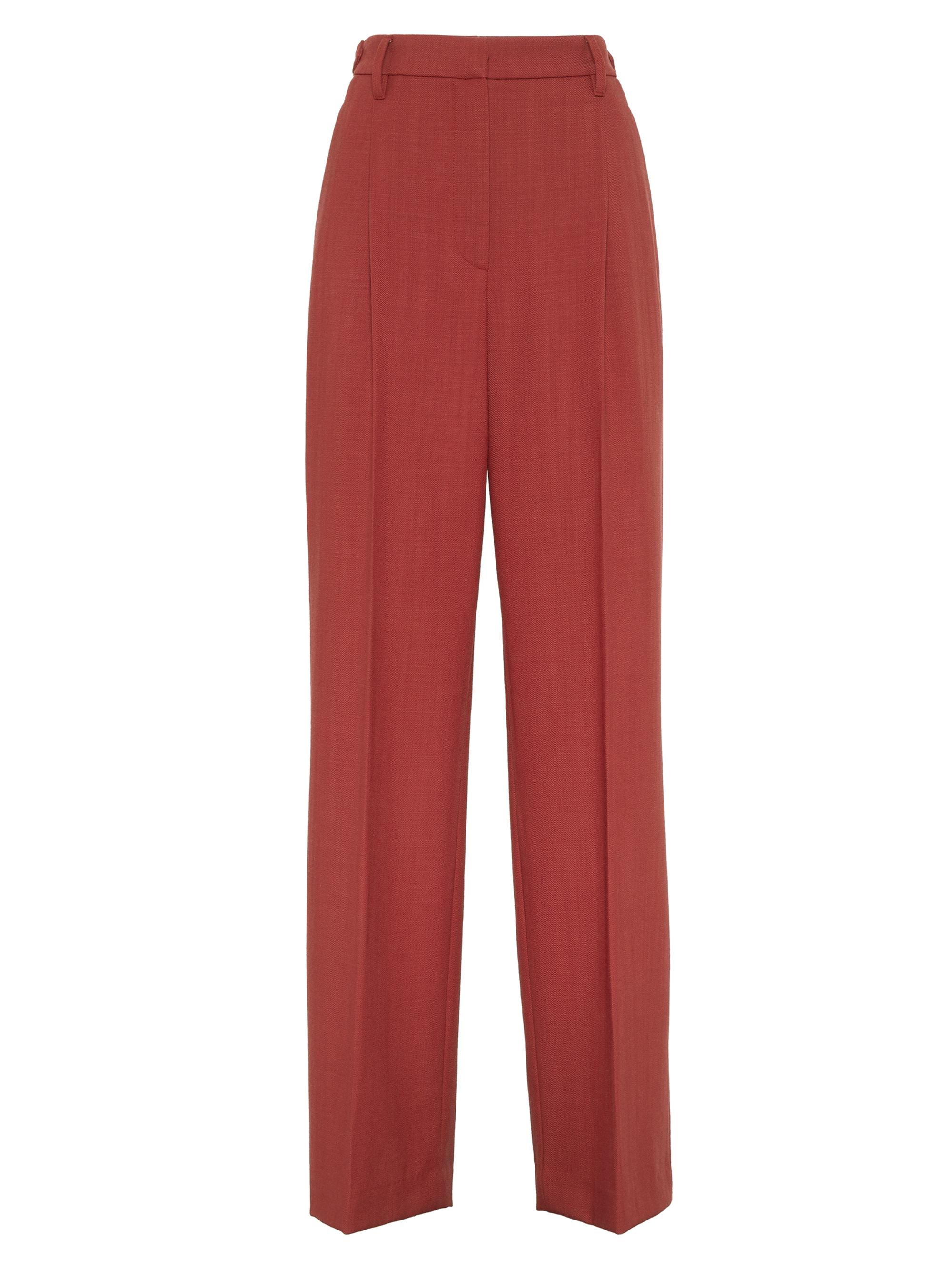 Brunello Cucinelli Women's Malfilé Virgin Wool Twill Relaxed Tailored Trousers - Red