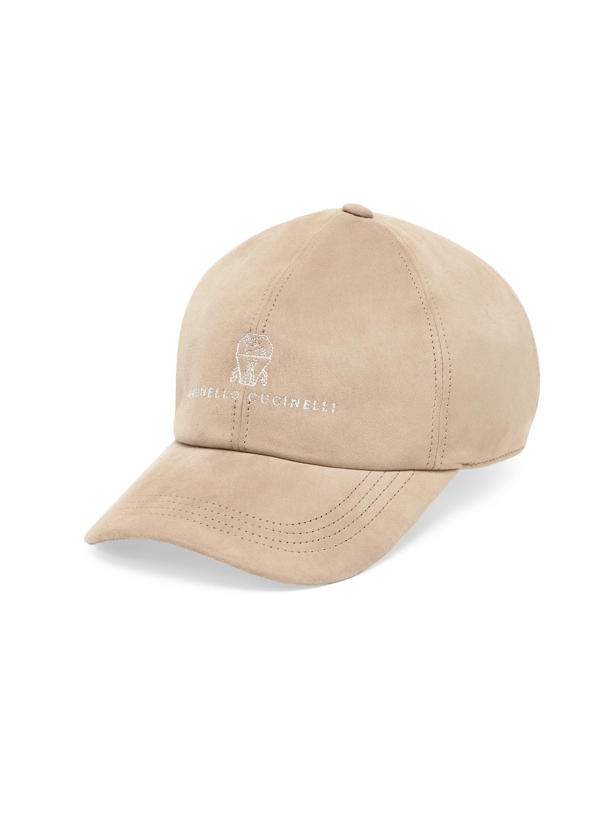 Brunello Cucinelli Men's Suede Baseball Cap with Embroidery - Tobacco