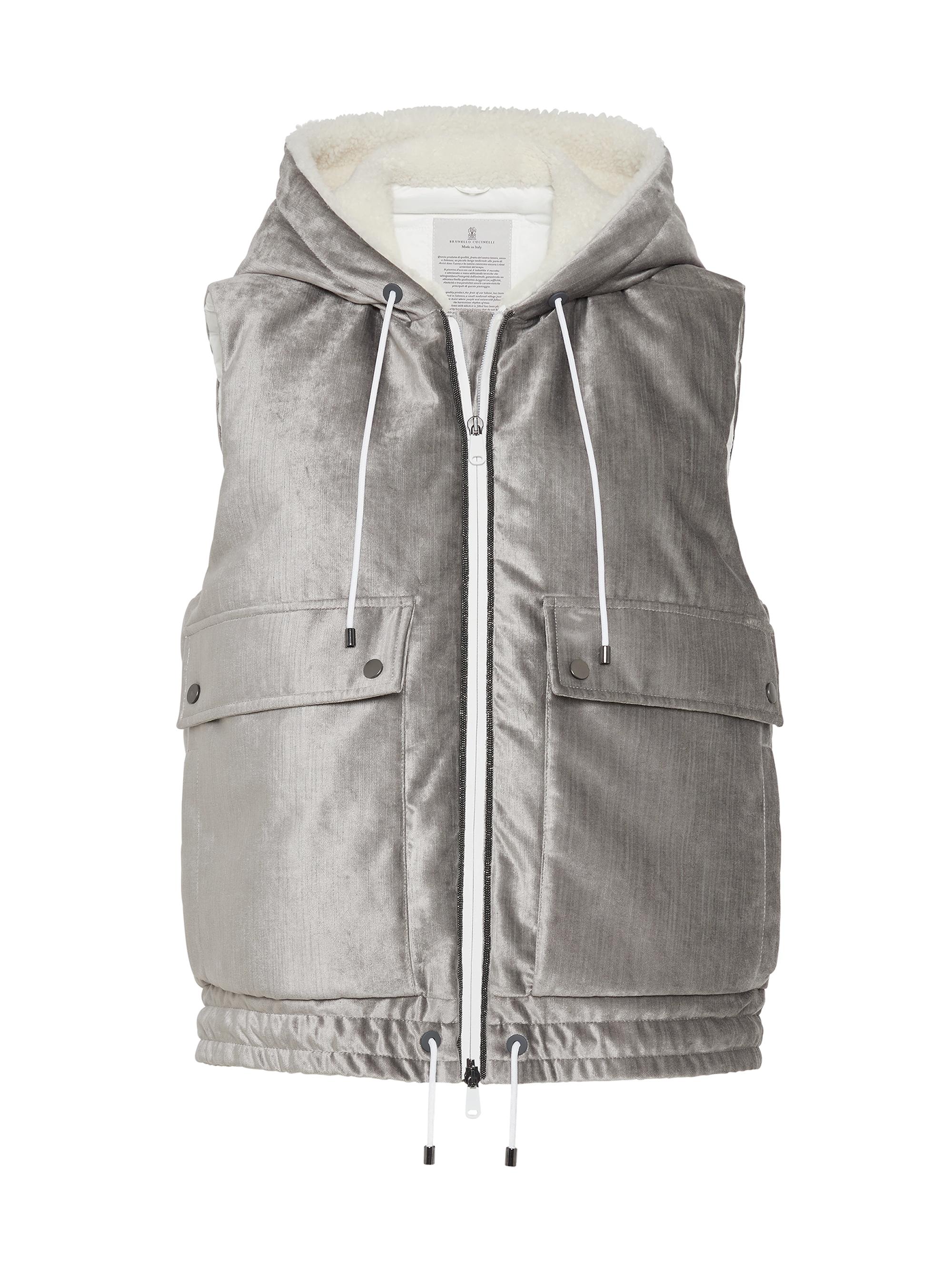 Brunello Cucinelli Women's Cotton and Viscose Sleek Velvet Down Vest - Silver