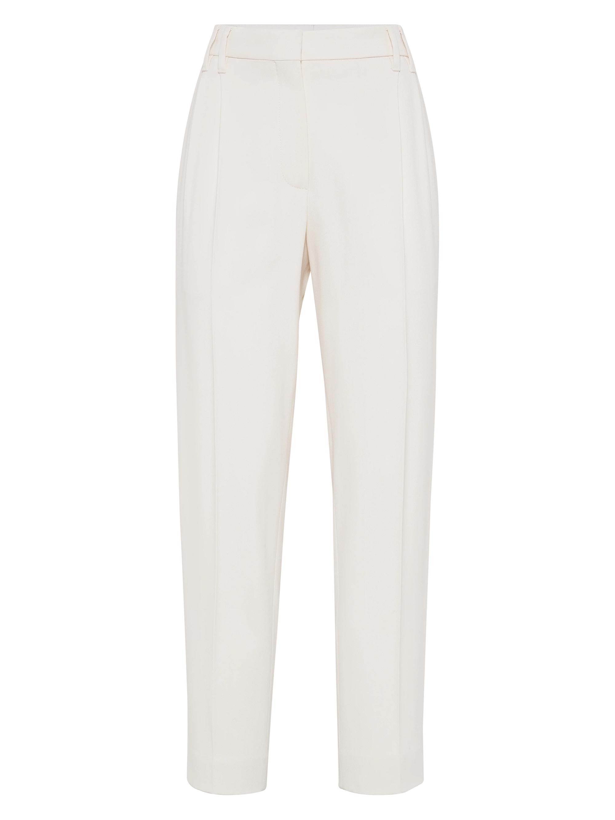 Brunello Cucinelli Women's Comfort Viscose Couture Twill Slouchy Trousers with Monili -