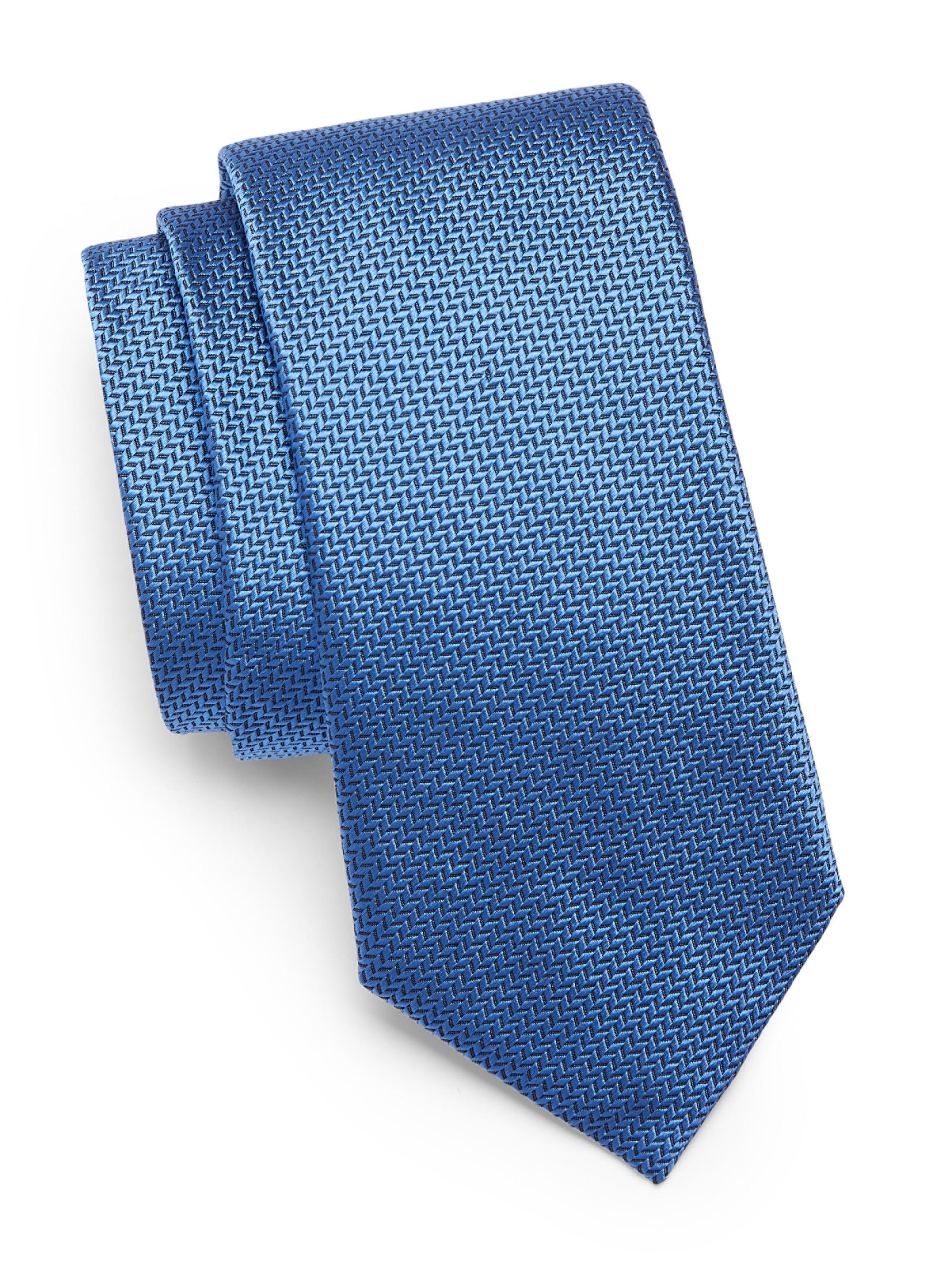 Saks Fifth Avenue Men's COLLECTION Herringbone Cotton & Silk Tie - Light Blue