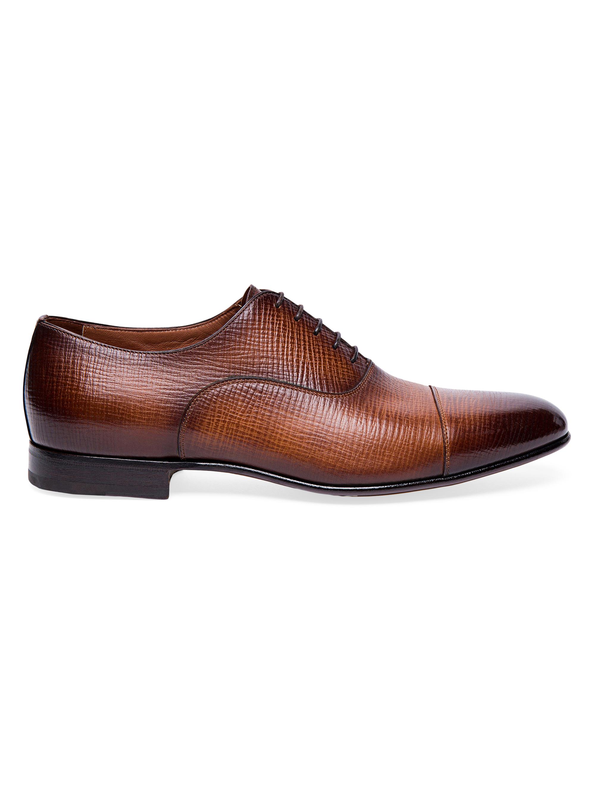 Santoni Men's Darian Embossed Leather Dress Shoes - Brown