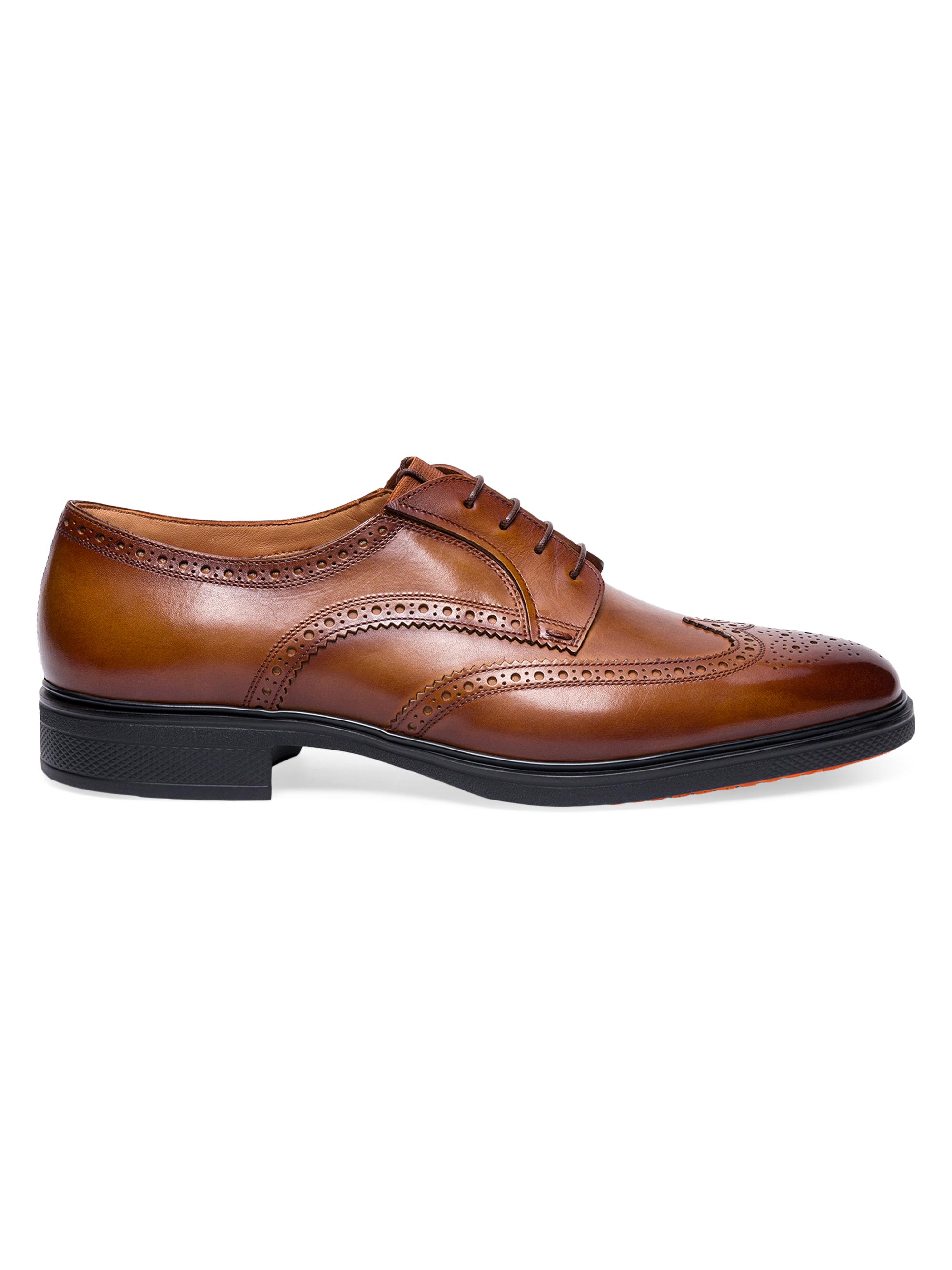 Santoni Men's Easy Brogue Dress Shoes - Light Brown