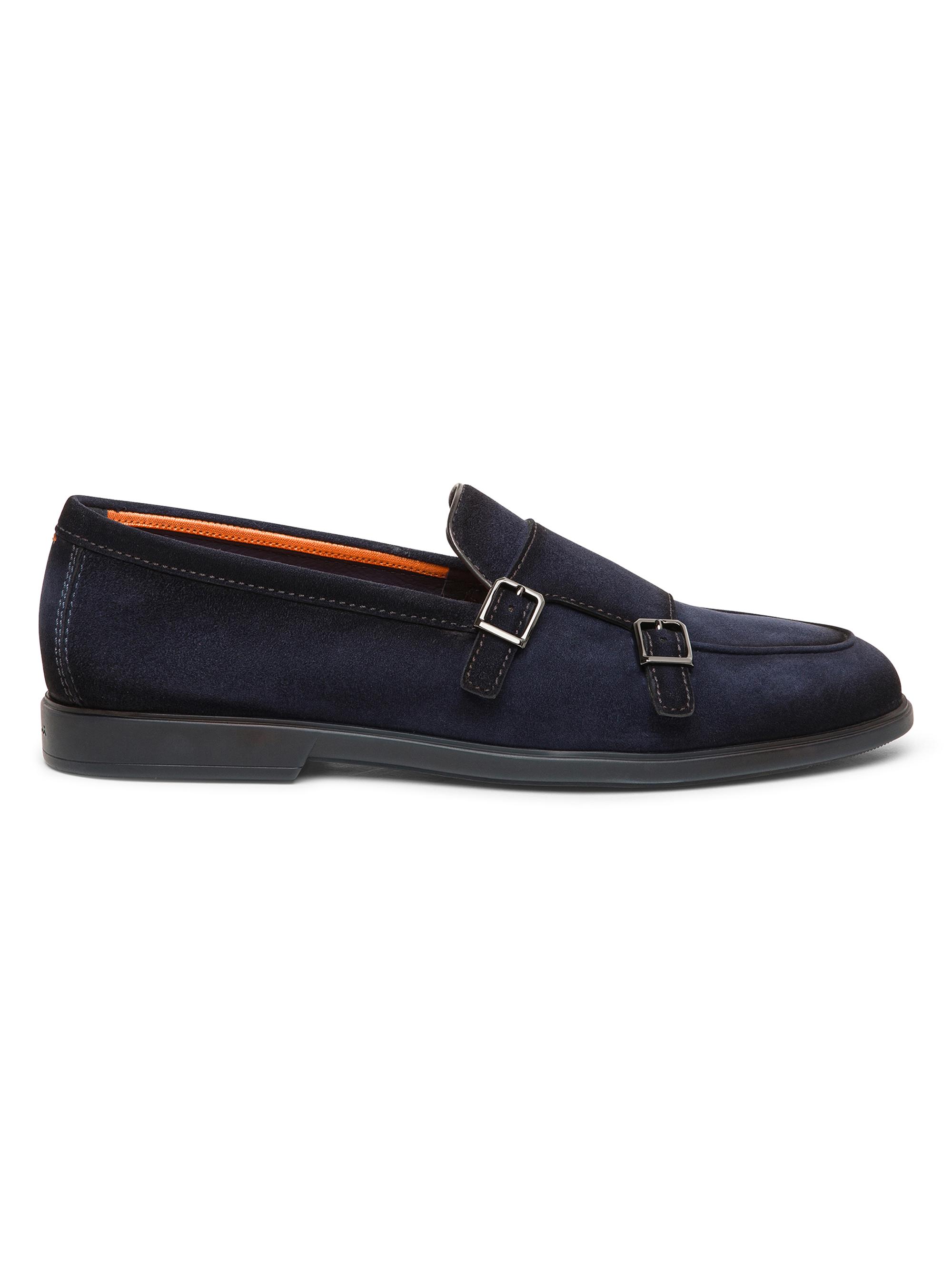 Santoni Malibu Double-Buckle Suede Loafers | Saks Fifth Avenue