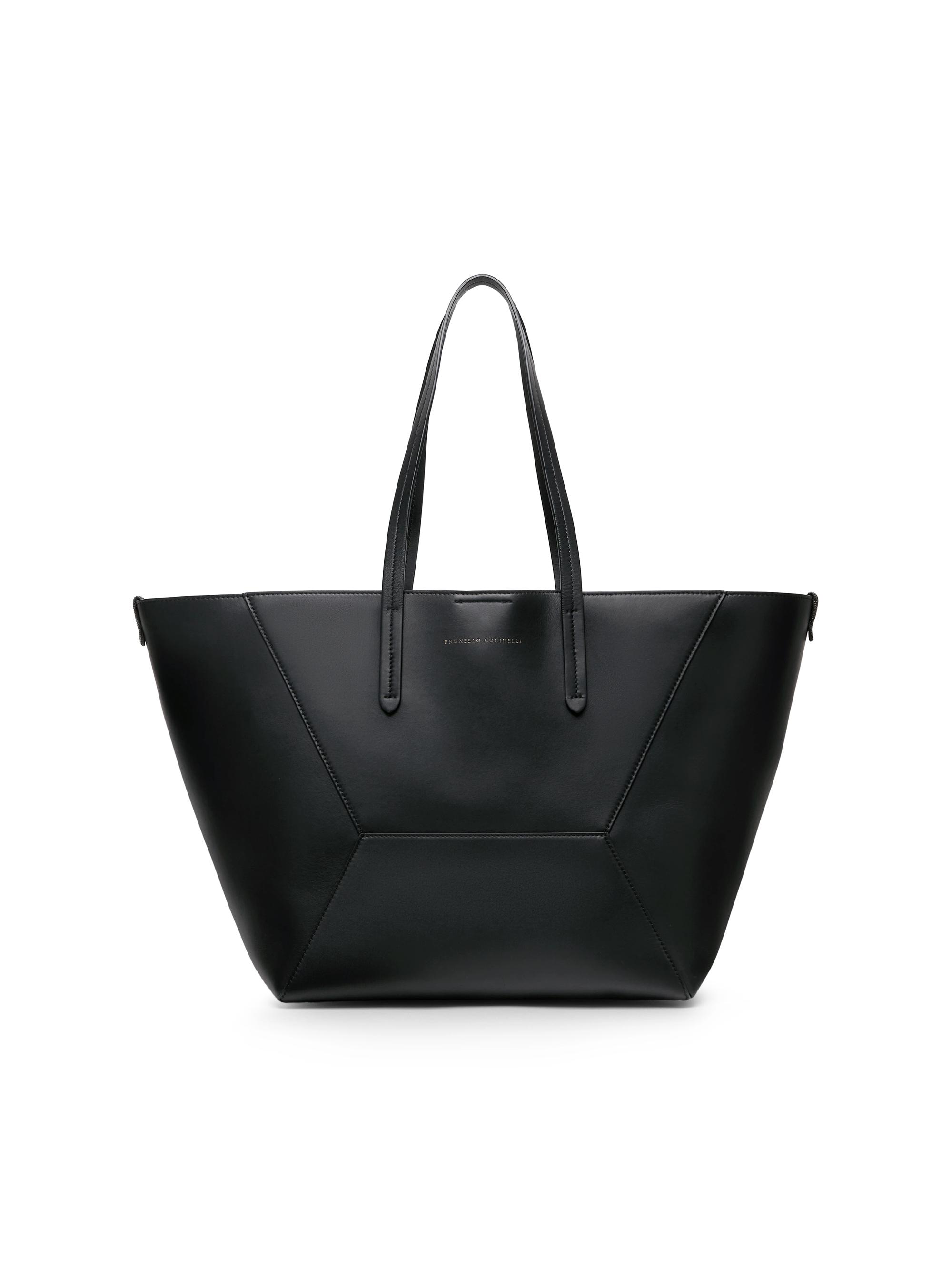 Brunello Cucinelli Women's Duo Tote Bag in Calfskin with Monili - Black