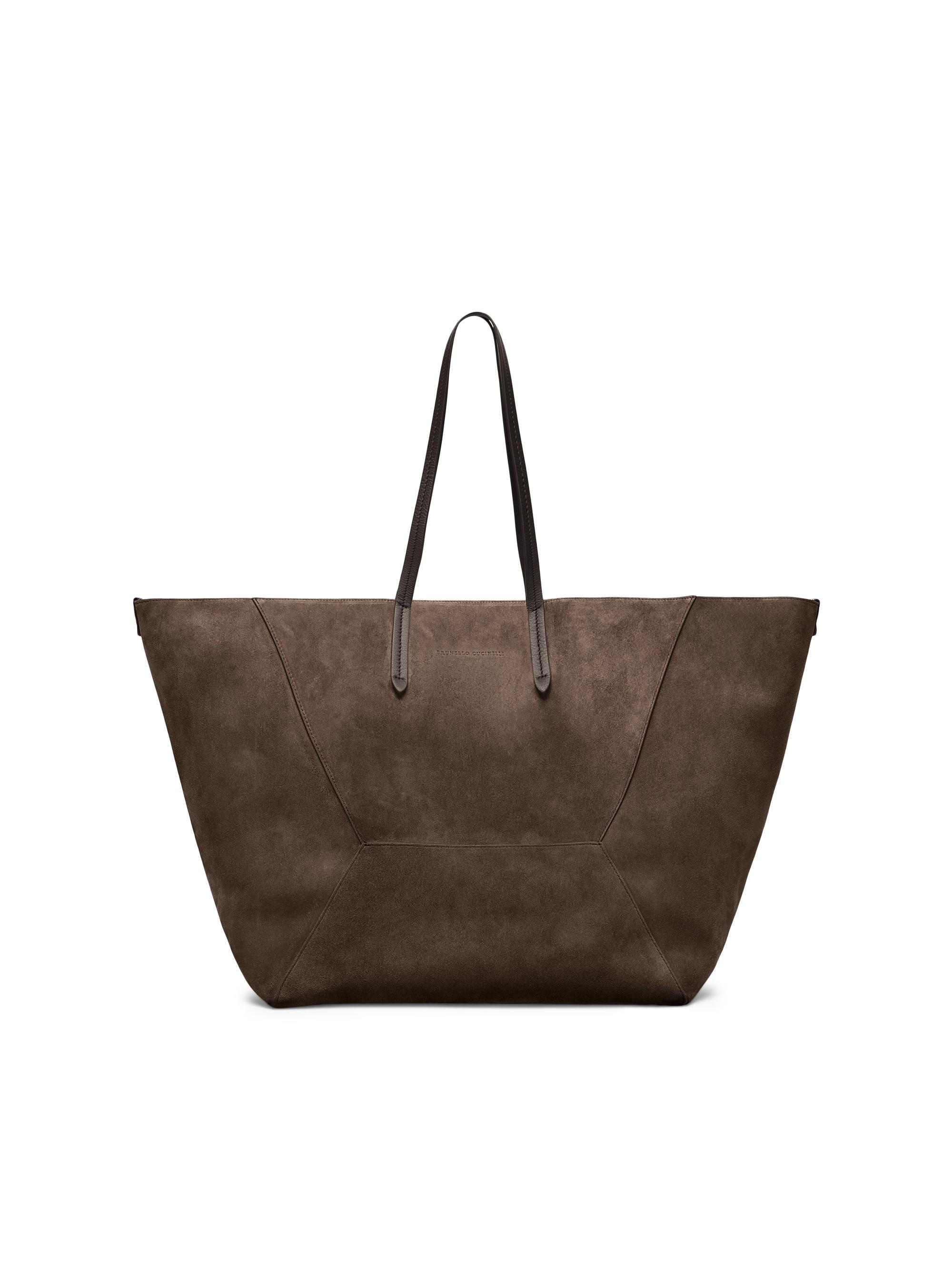 Brunello Cucinelli Women's Duo  Bag in Suede with Monili - Bark