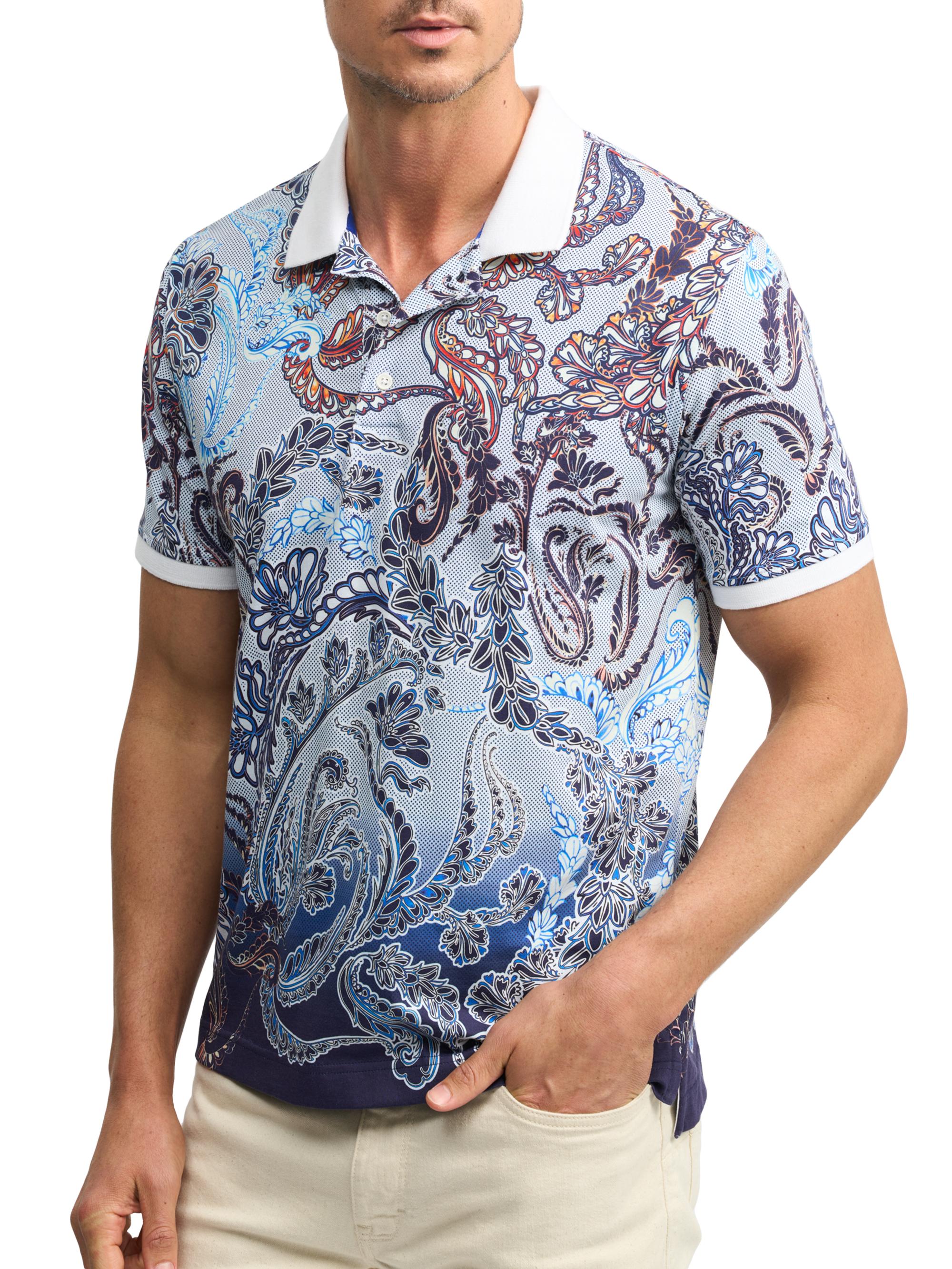 Robert Graham Men's Oslo Paisley Short-Sleeve Knit Polo Shirt - White