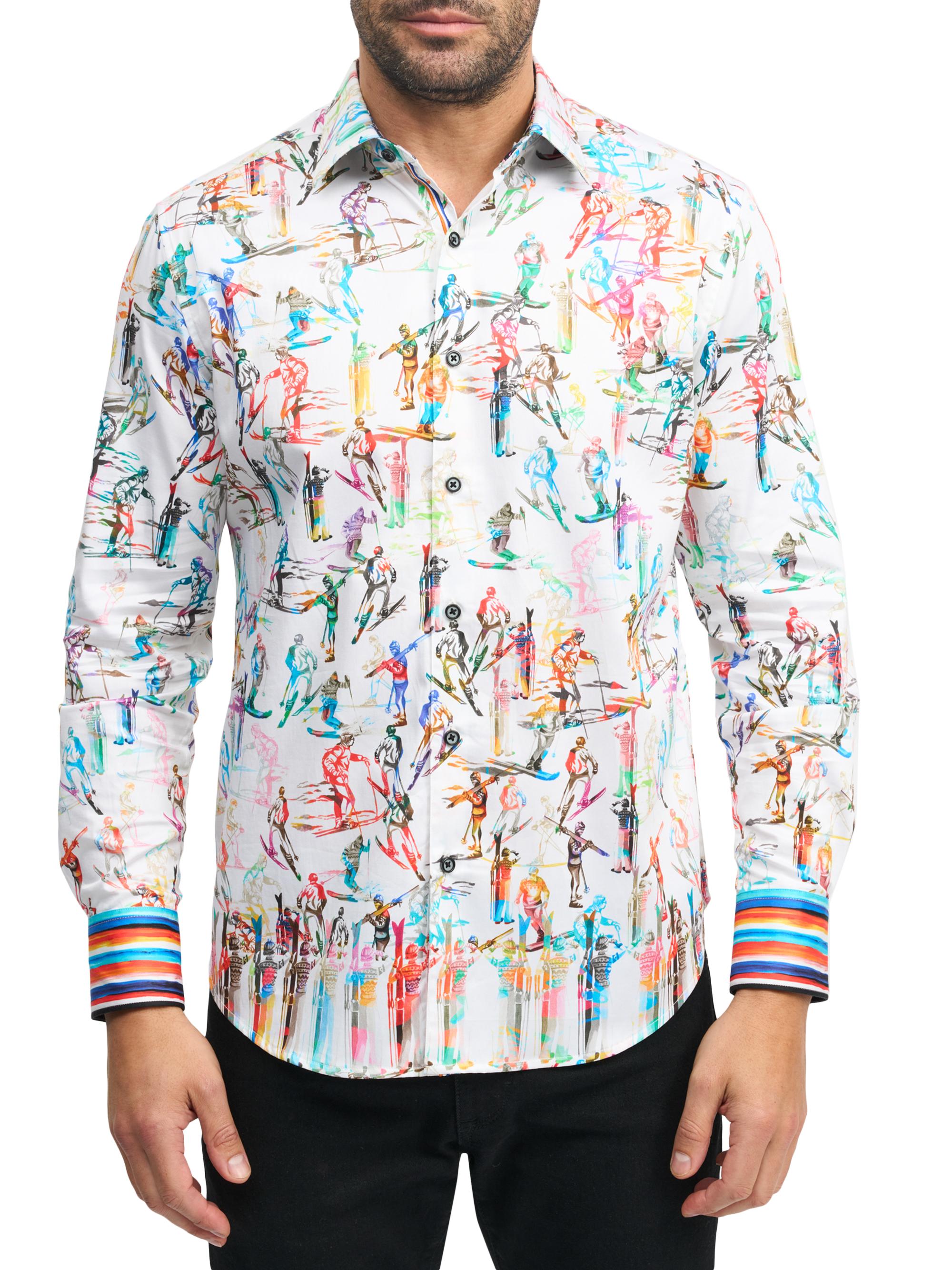 Robert Graham Men's Off Piste Printed Button-Front Stretch Cotton Shirt