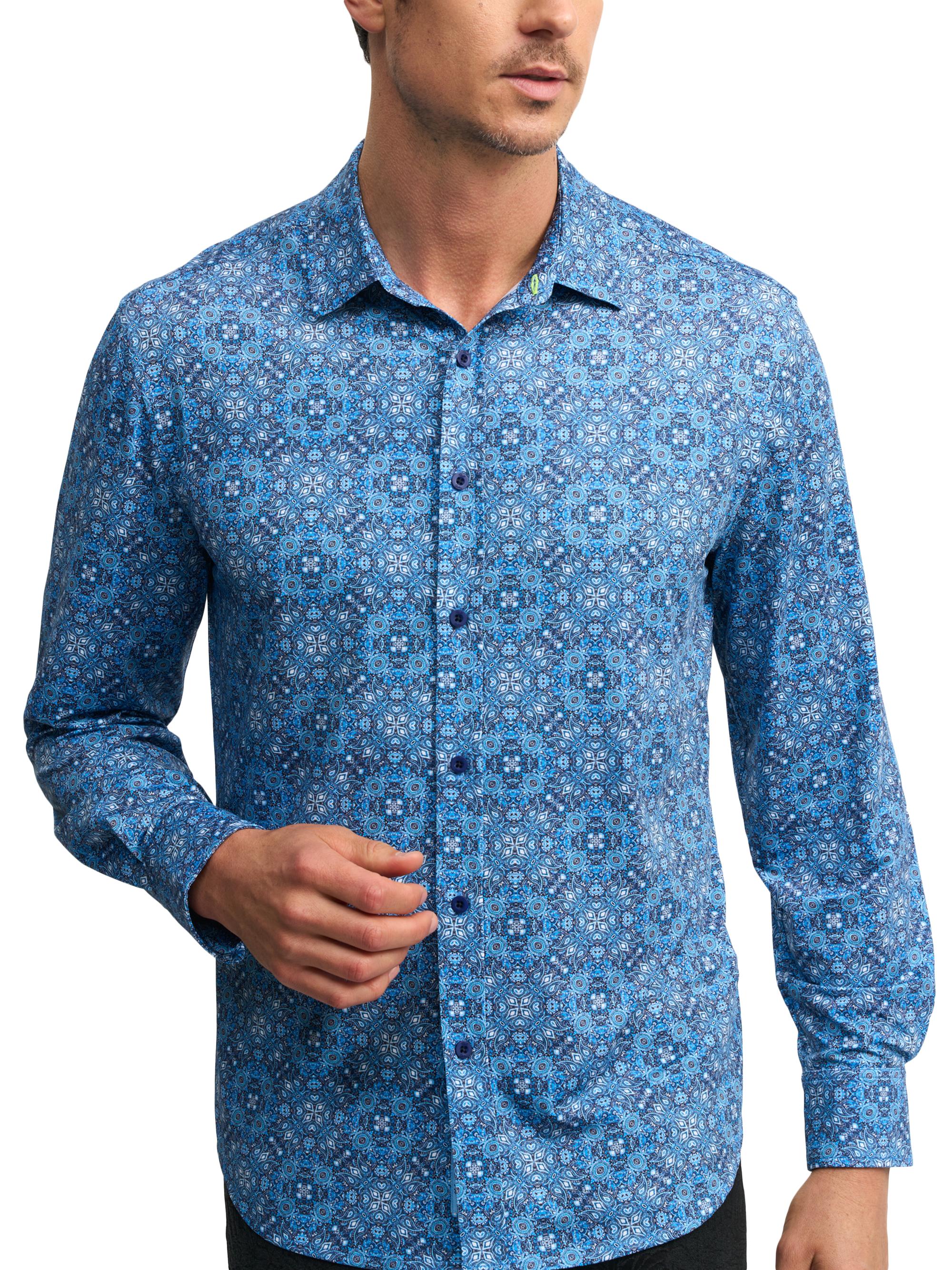 Robert Graham Men's Zante Geometric Print Button-Front Shirt - Blue