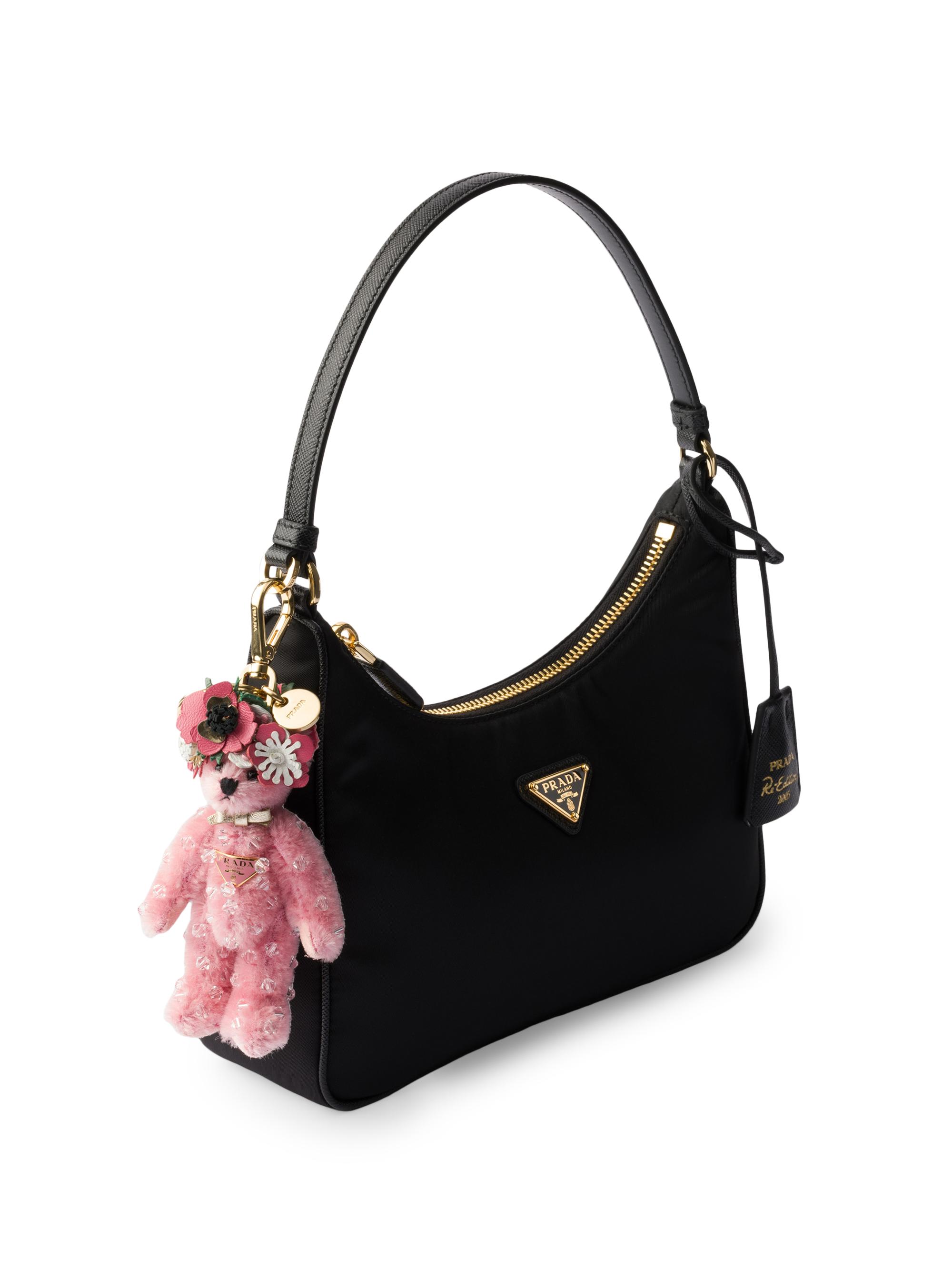 小物 PRADA Teddy Saffiano Leather Keyring Prada Bear Trick