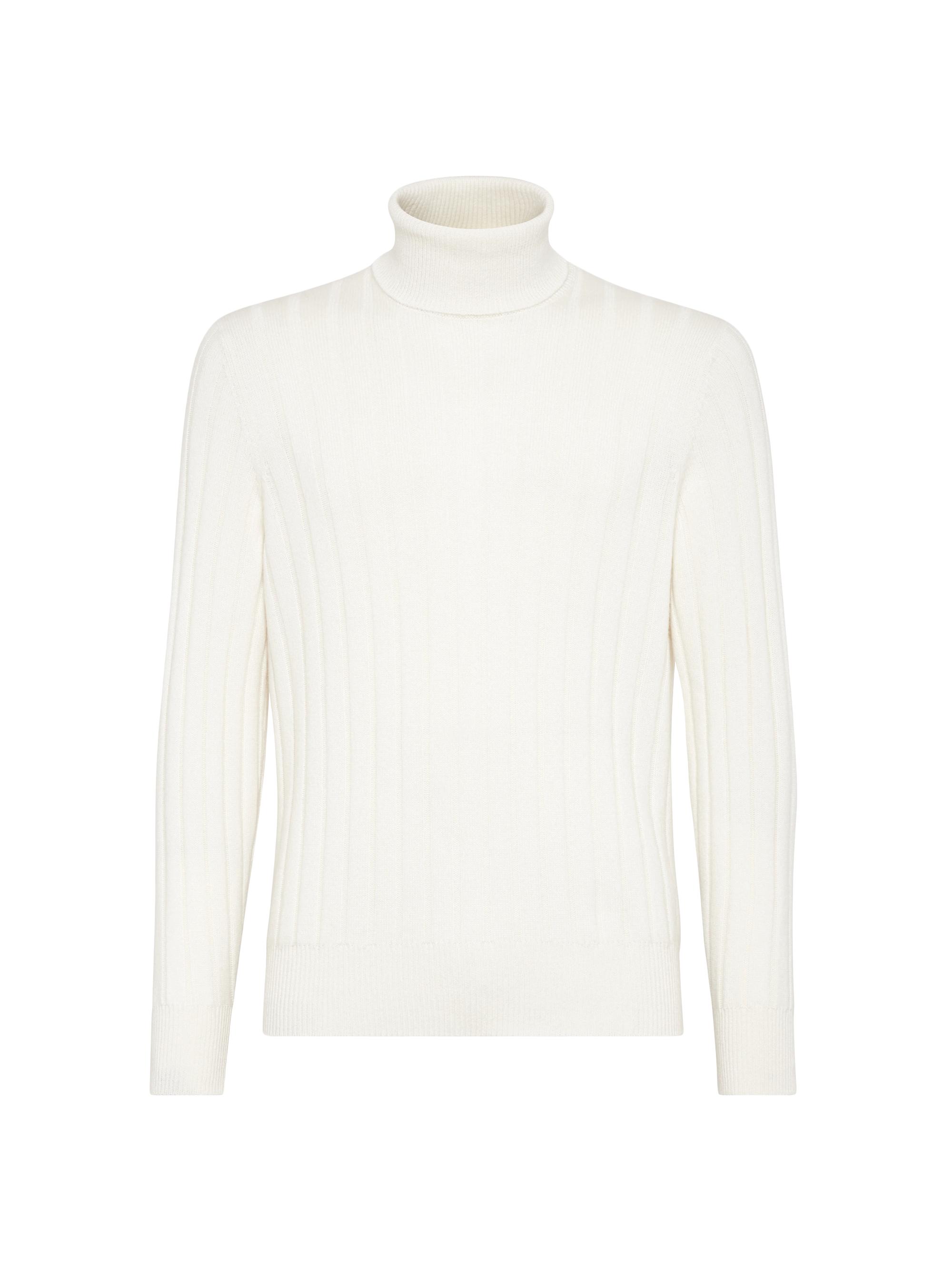 Brunello Cucinelli Men's Cashmere Flat Rib Turtleneck Sweater - Panama